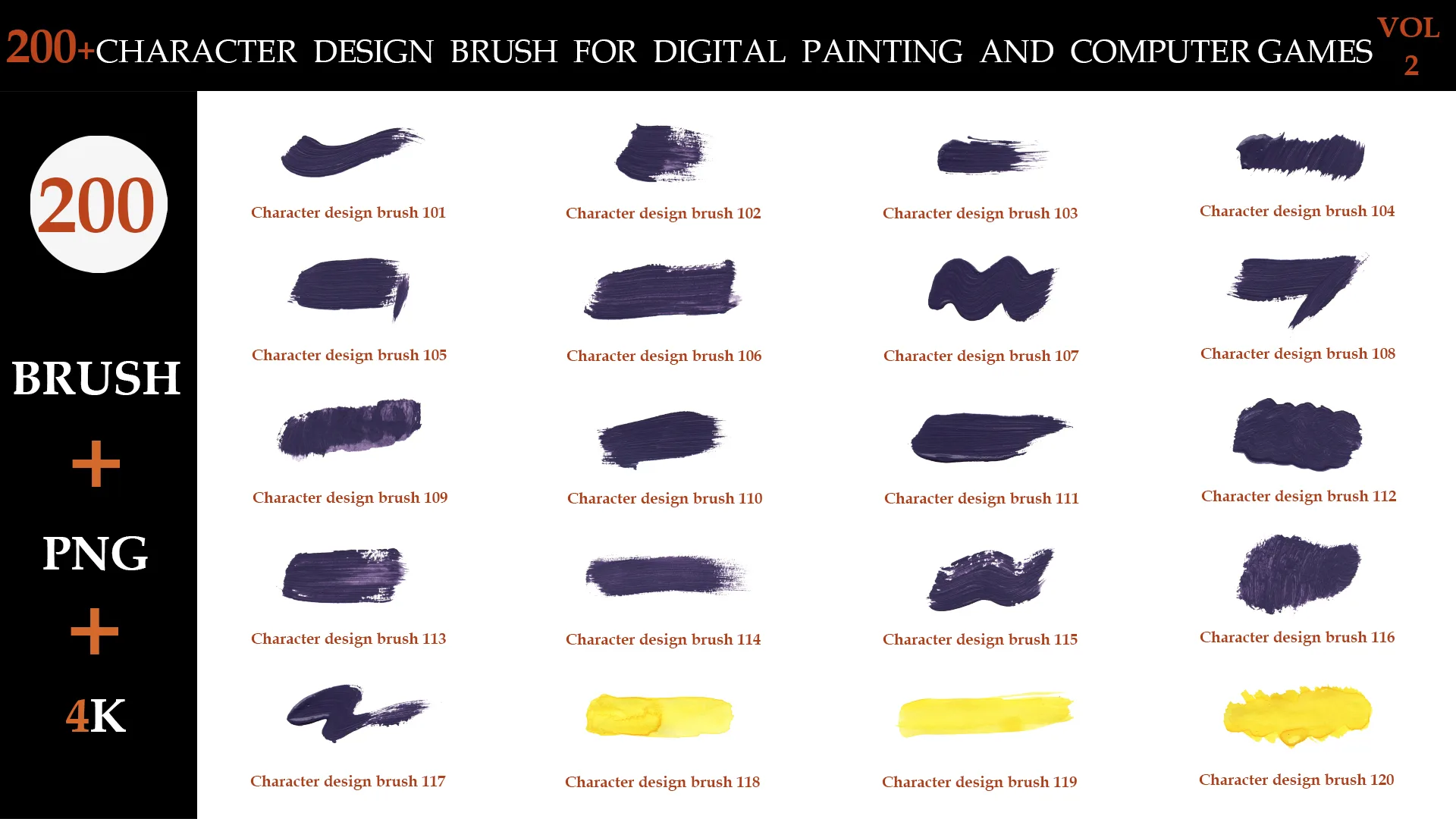 200+CHARACTER DESIGN BRUSH FOR DIGITAL PAINTING AND COMPUTER GAMES VOL:2