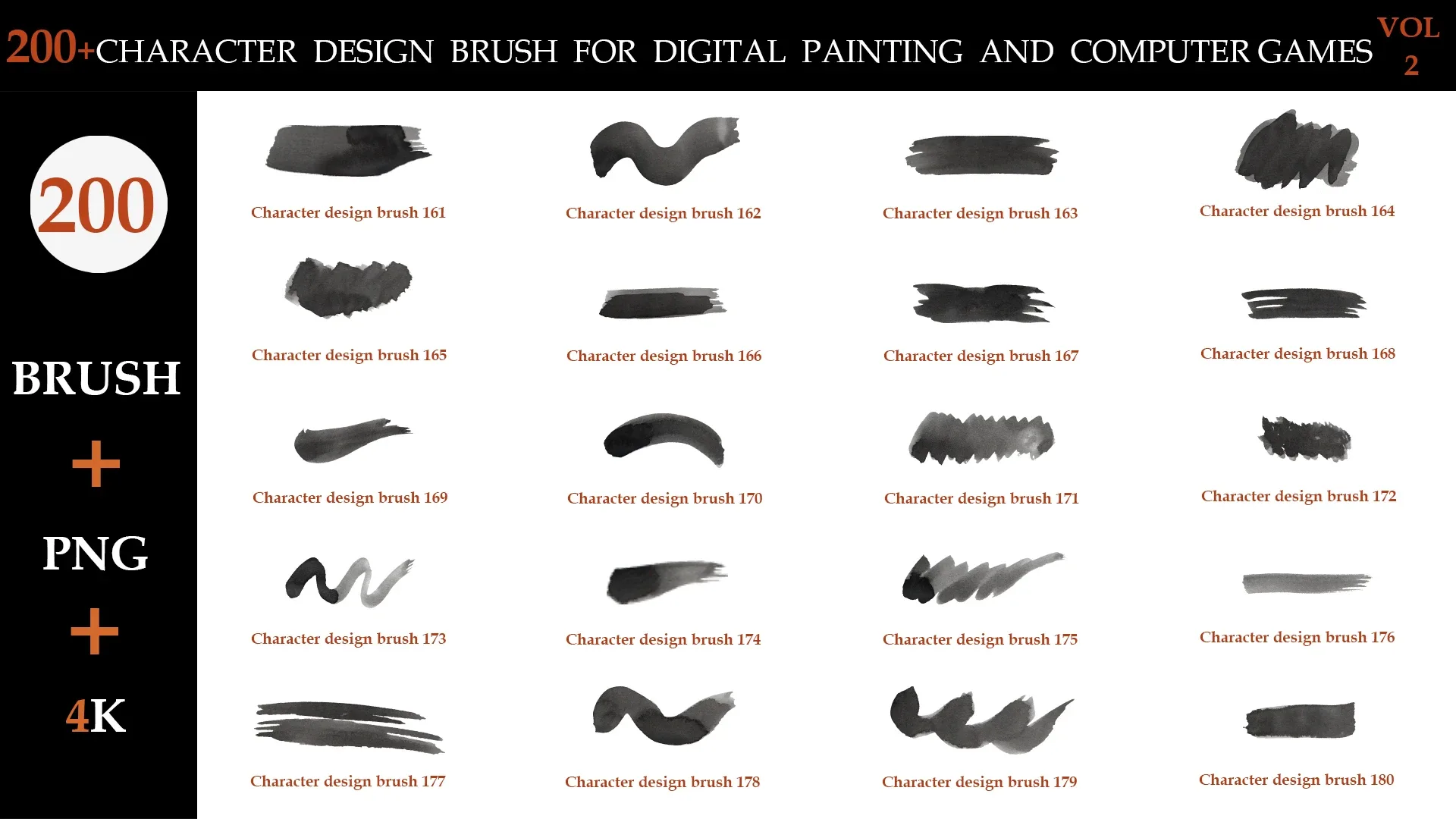 200+CHARACTER DESIGN BRUSH FOR DIGITAL PAINTING AND COMPUTER GAMES VOL:2