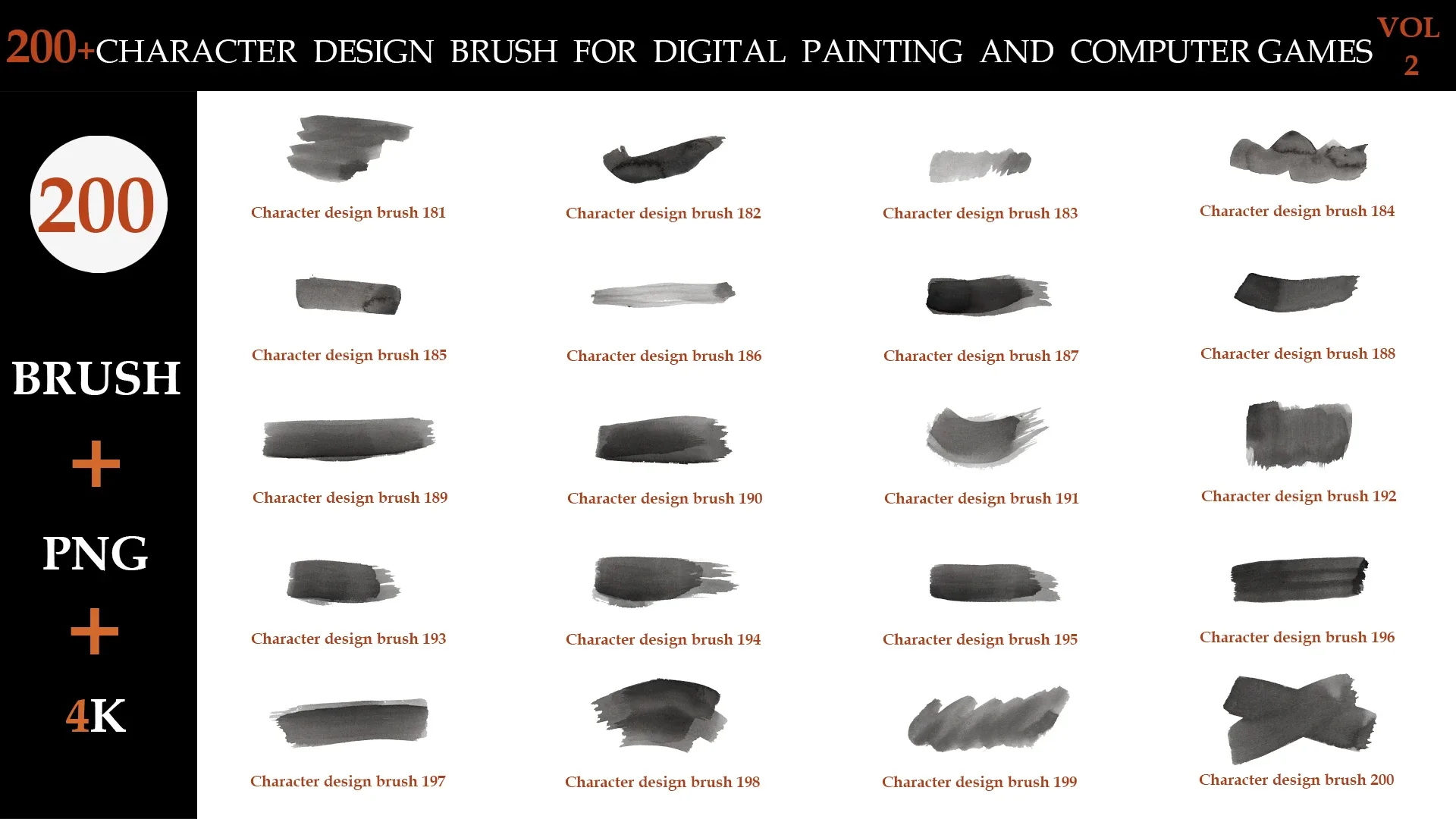 200+CHARACTER DESIGN BRUSH FOR DIGITAL PAINTING AND COMPUTER GAMES VOL:2