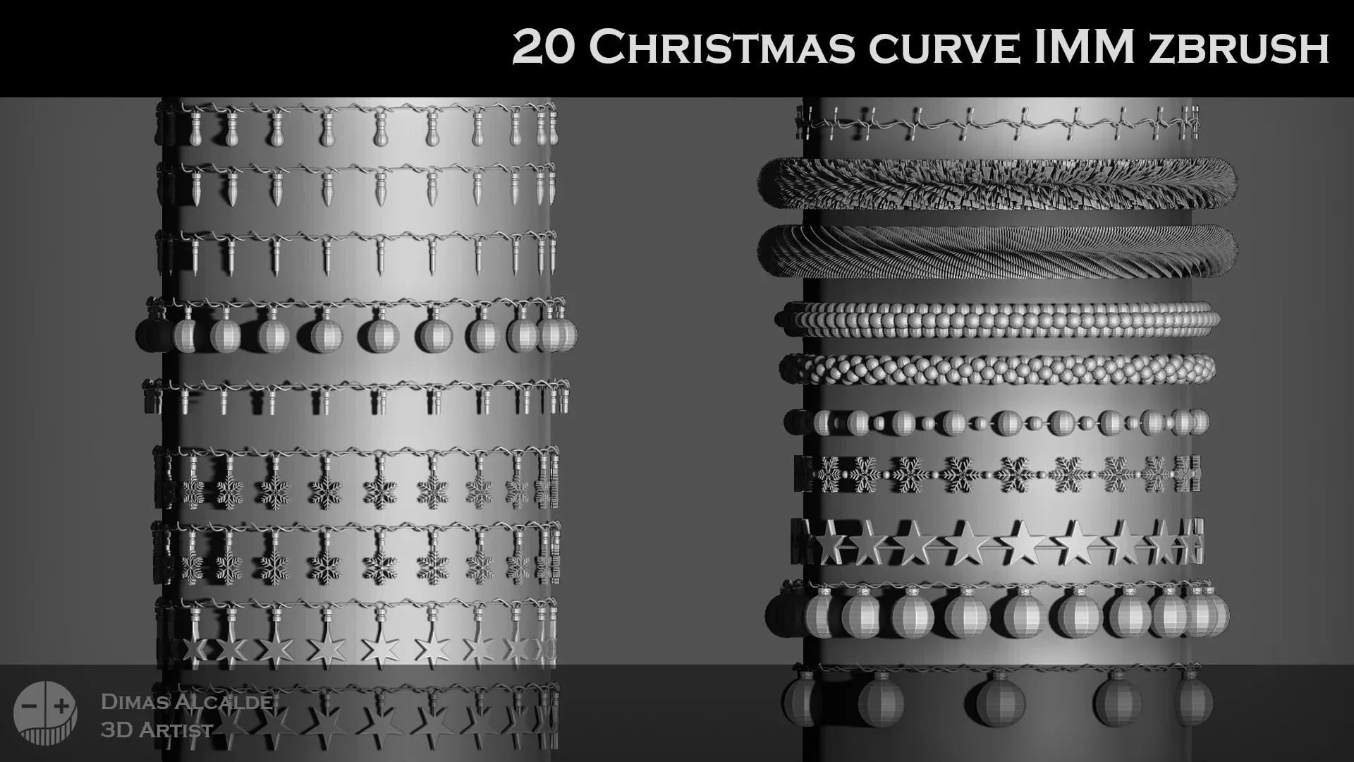 ☃️❄️ 20 Christmas IMM Curve Zbrush Brushes