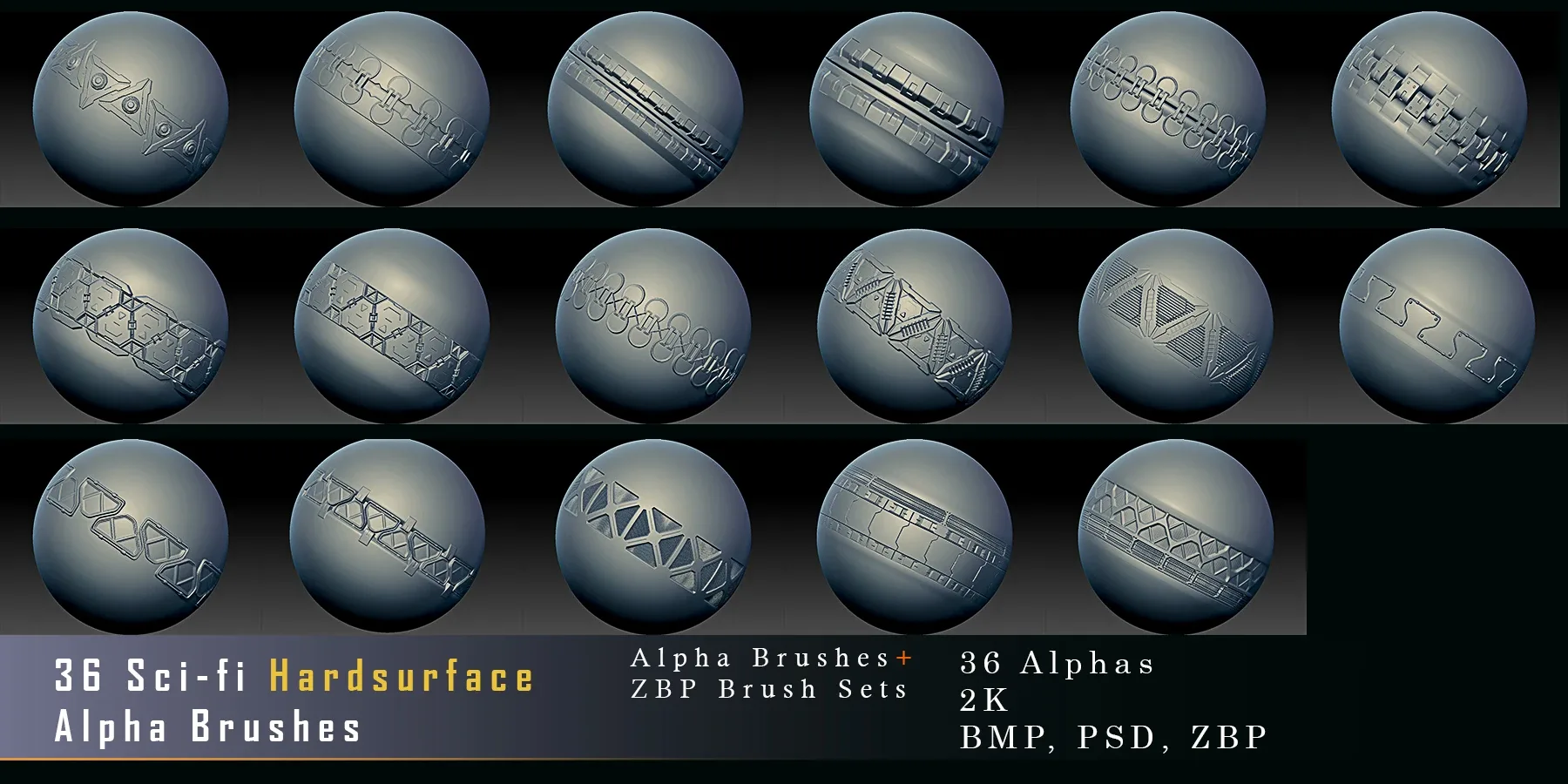 36 Sci-Fi Hurdsurface Alpha Trim Brushes