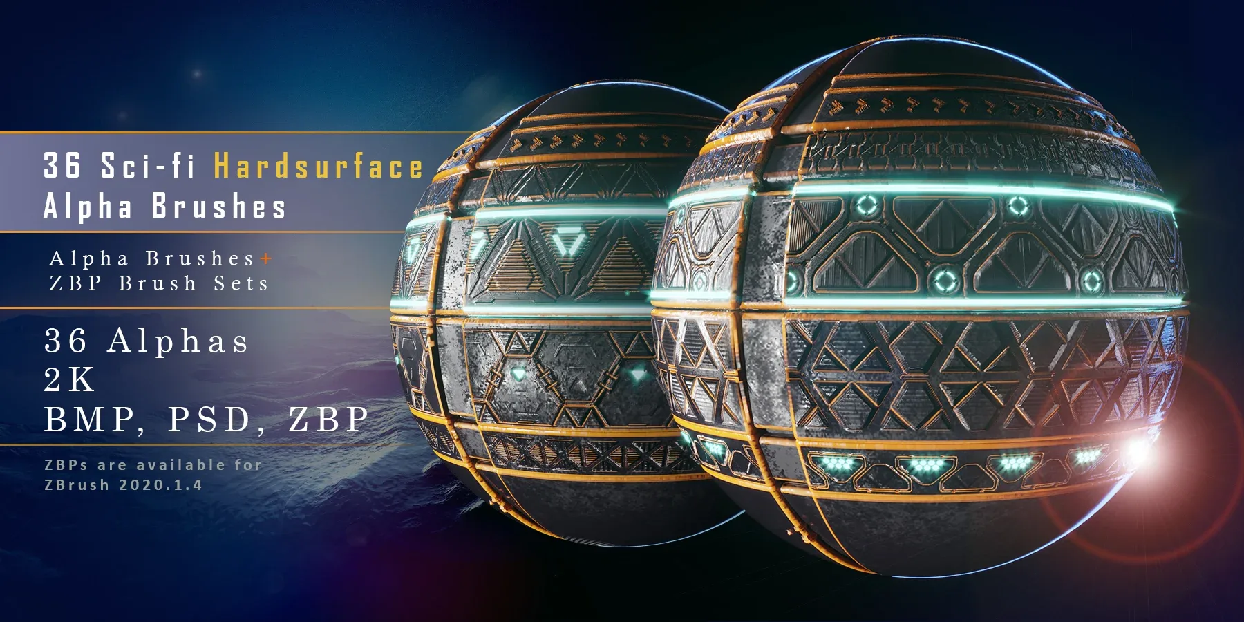 36 Sci-Fi Hurdsurface Alpha Trim Brushes