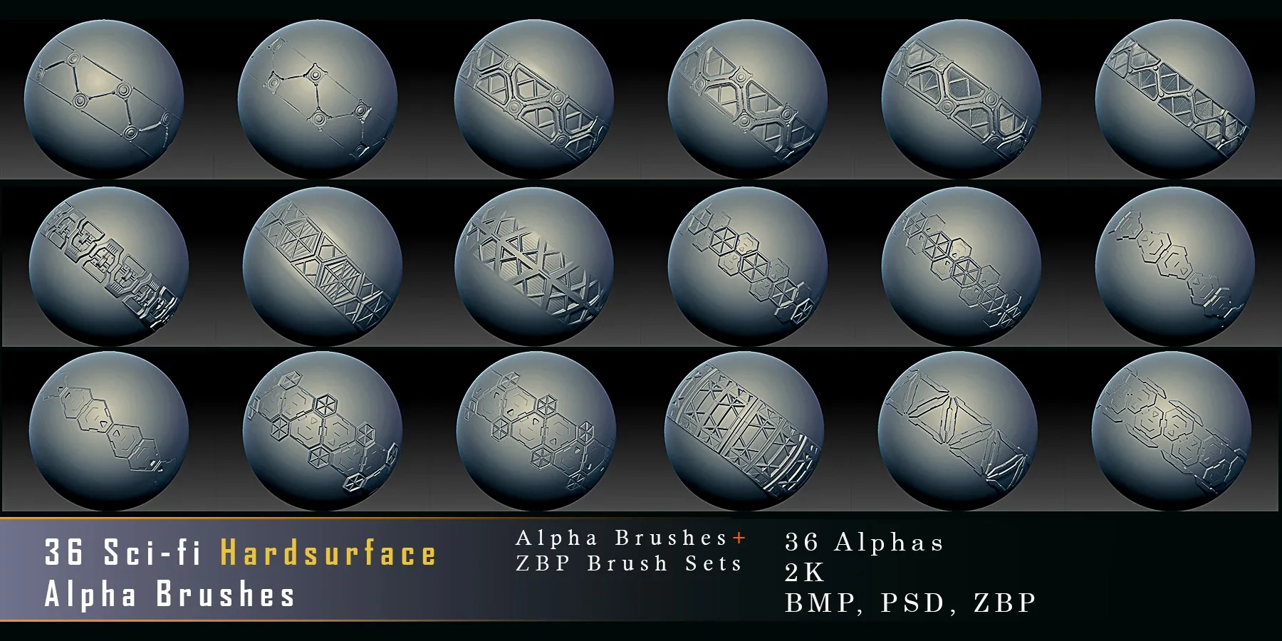 36 Sci-Fi Hurdsurface Alpha Trim Brushes