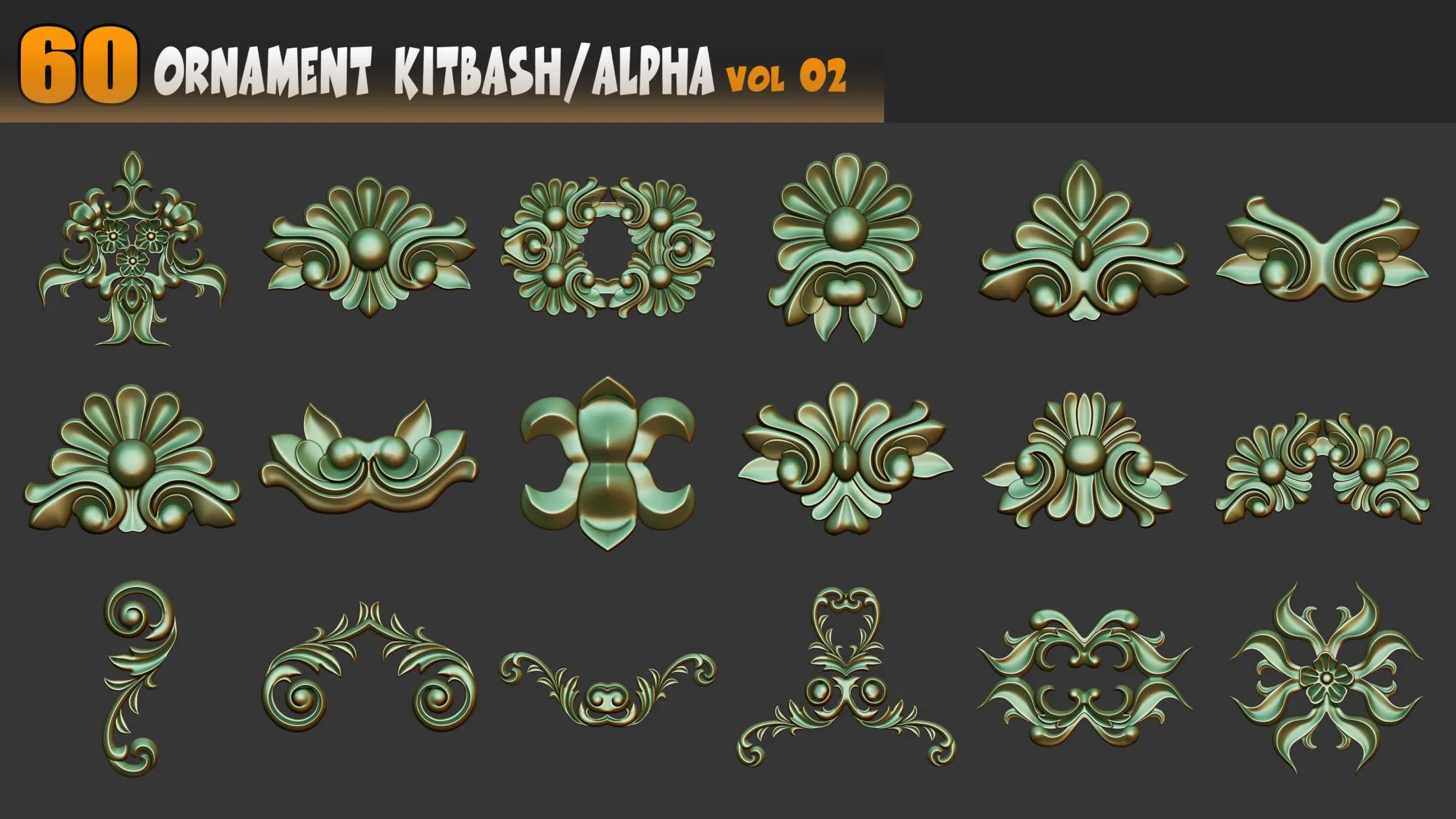 60 Ornament Kitbash / Alpha / 3D Models / IMM vol 02