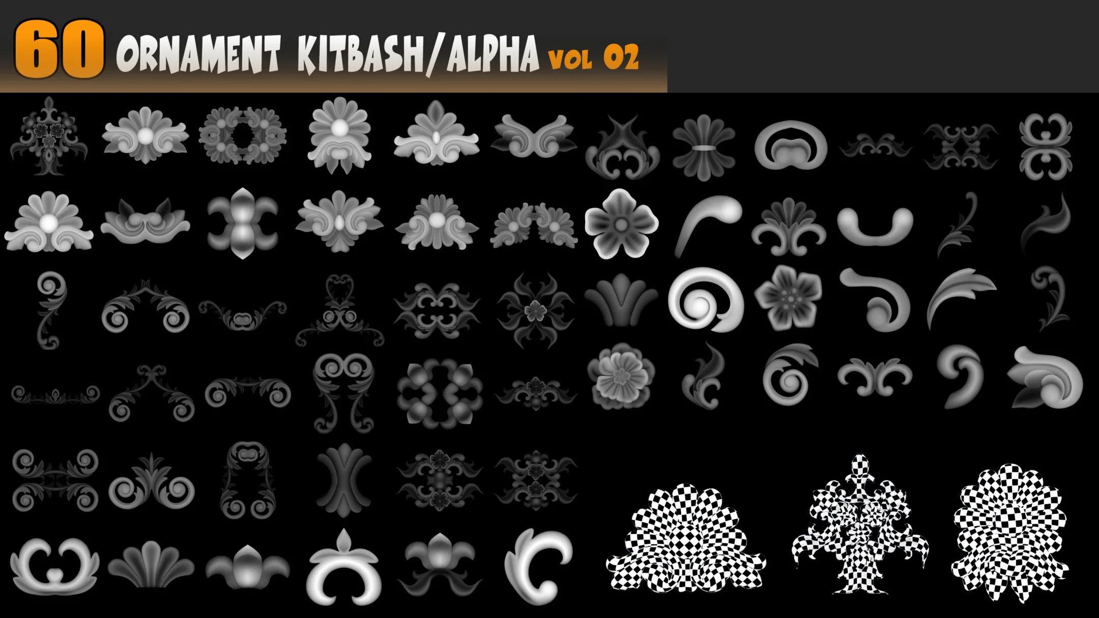 60 Ornament Kitbash / Alpha / 3D Models / IMM vol 02