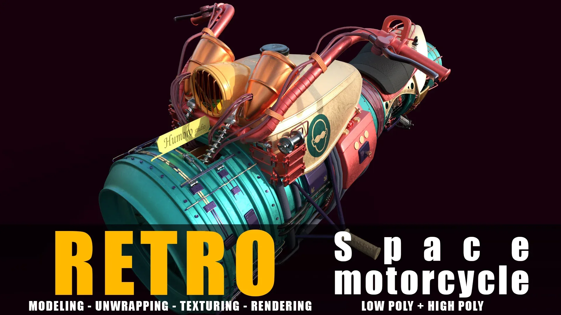 Retro Space Motorcycle Game Ready low poly