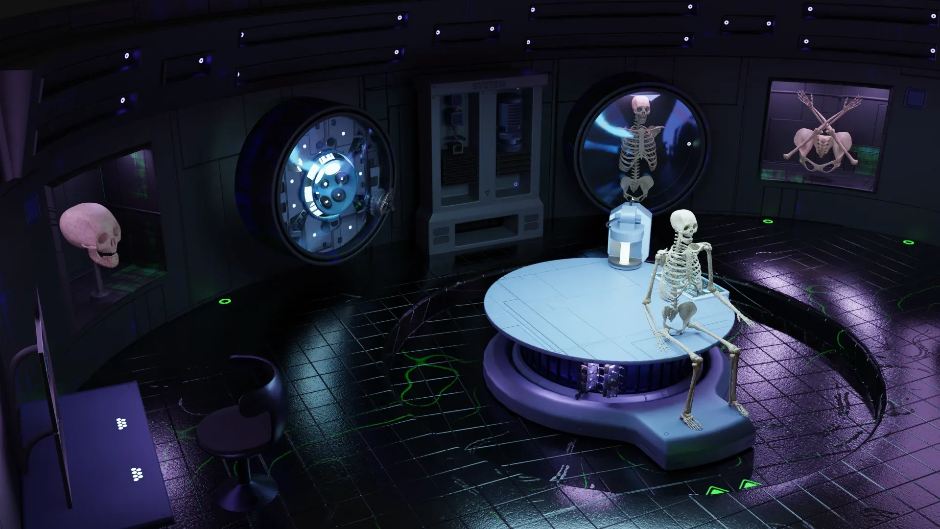 Sci-fi Lab Assets Low and High Poly with Texture Game Ready