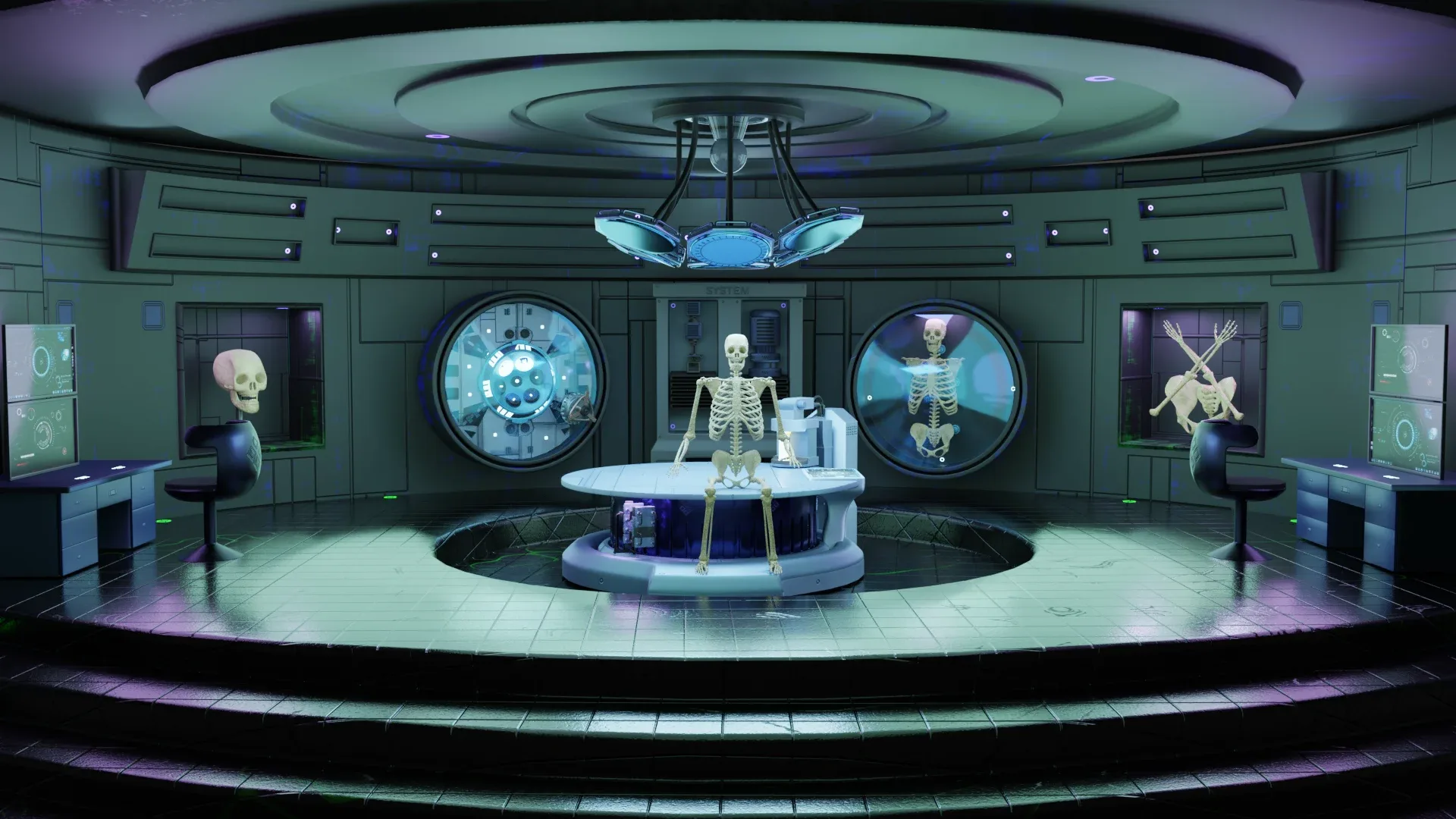 Sci-fi Lab Assets Low and High Poly with Texture Game Ready