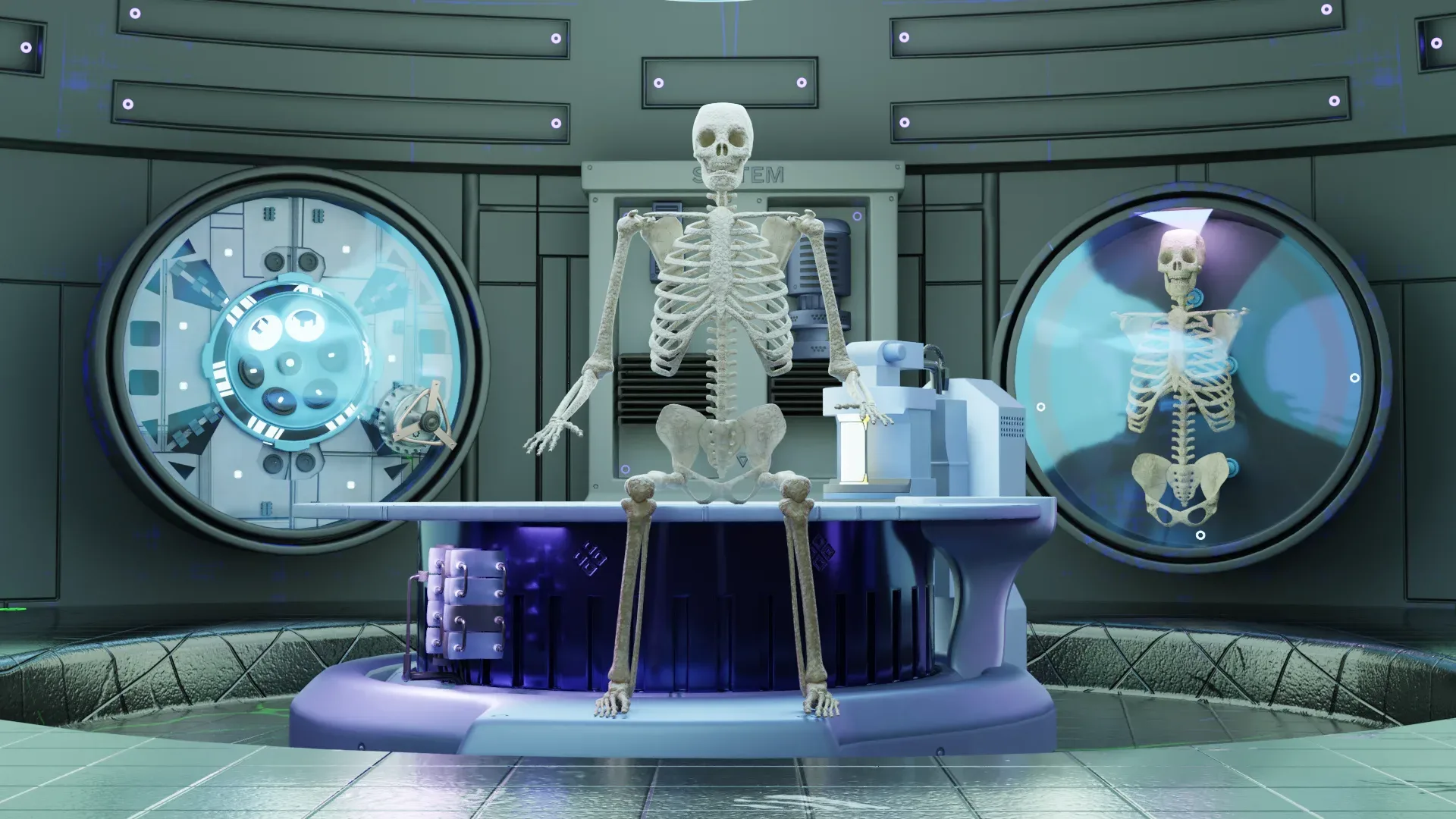 Sci-fi Lab Assets Low and High Poly with Texture Game Ready