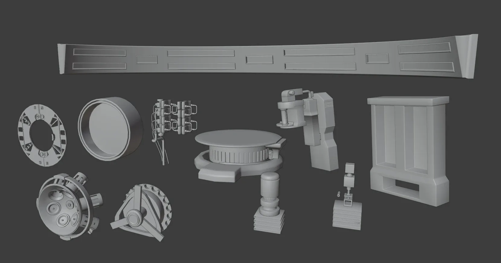 Sci-fi Lab Assets Low and High Poly with Texture Game Ready