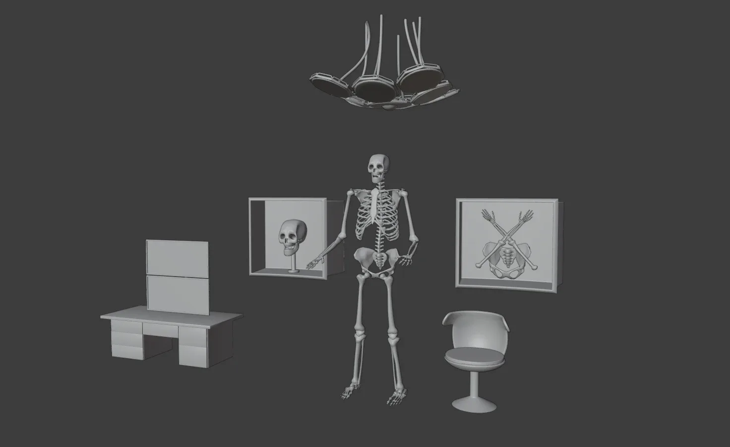 Sci-fi Lab Assets Low and High Poly with Texture Game Ready