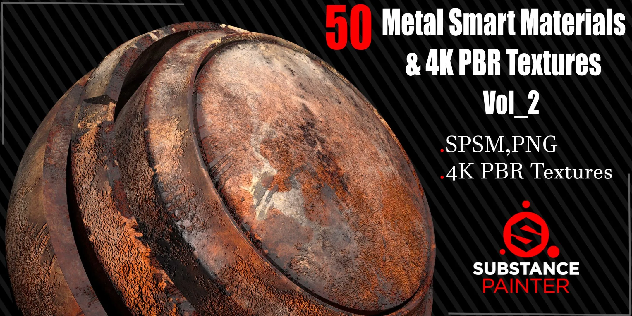 50 Metal Smart Materials + 4KPBR Textures