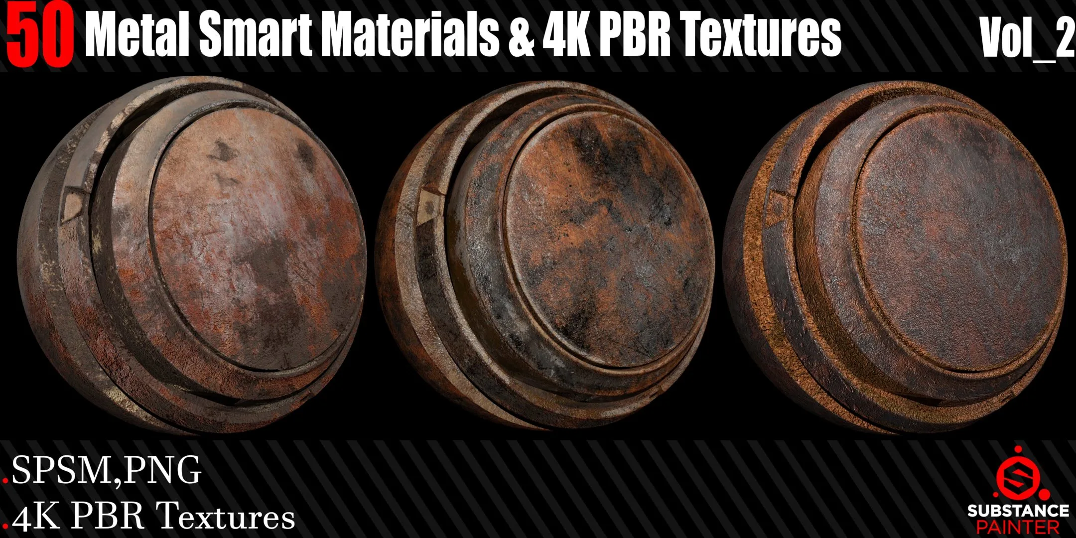 50 Metal Smart Materials + 4KPBR Textures