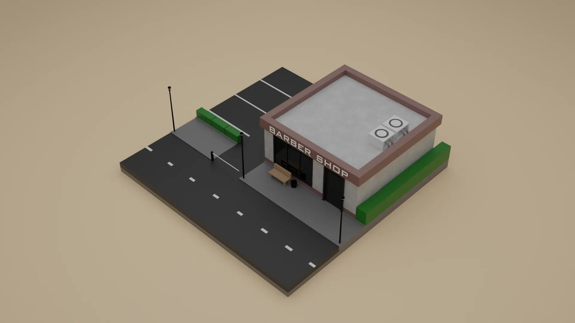 Low Poly Barber Shop