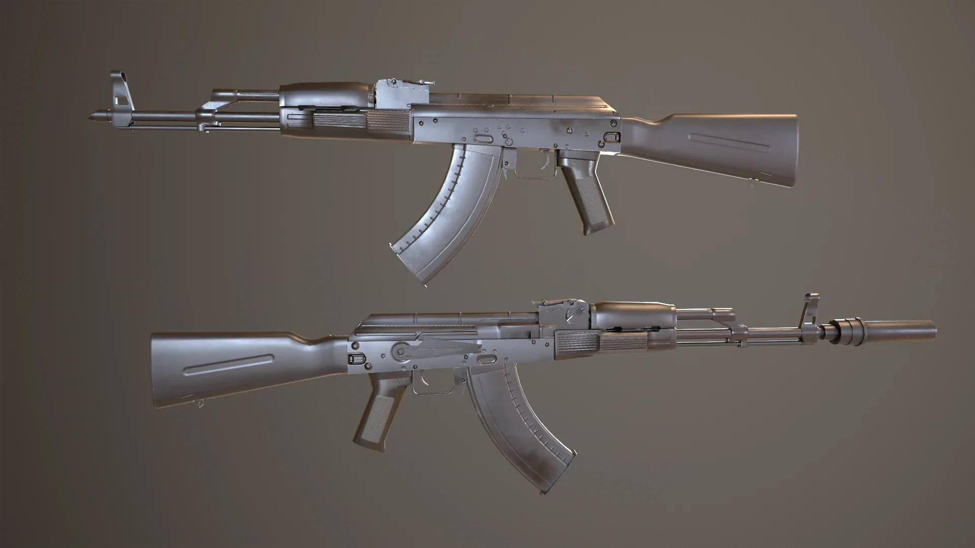 AK74 Russian Game Ready 6 Variations Low-poly 3D model