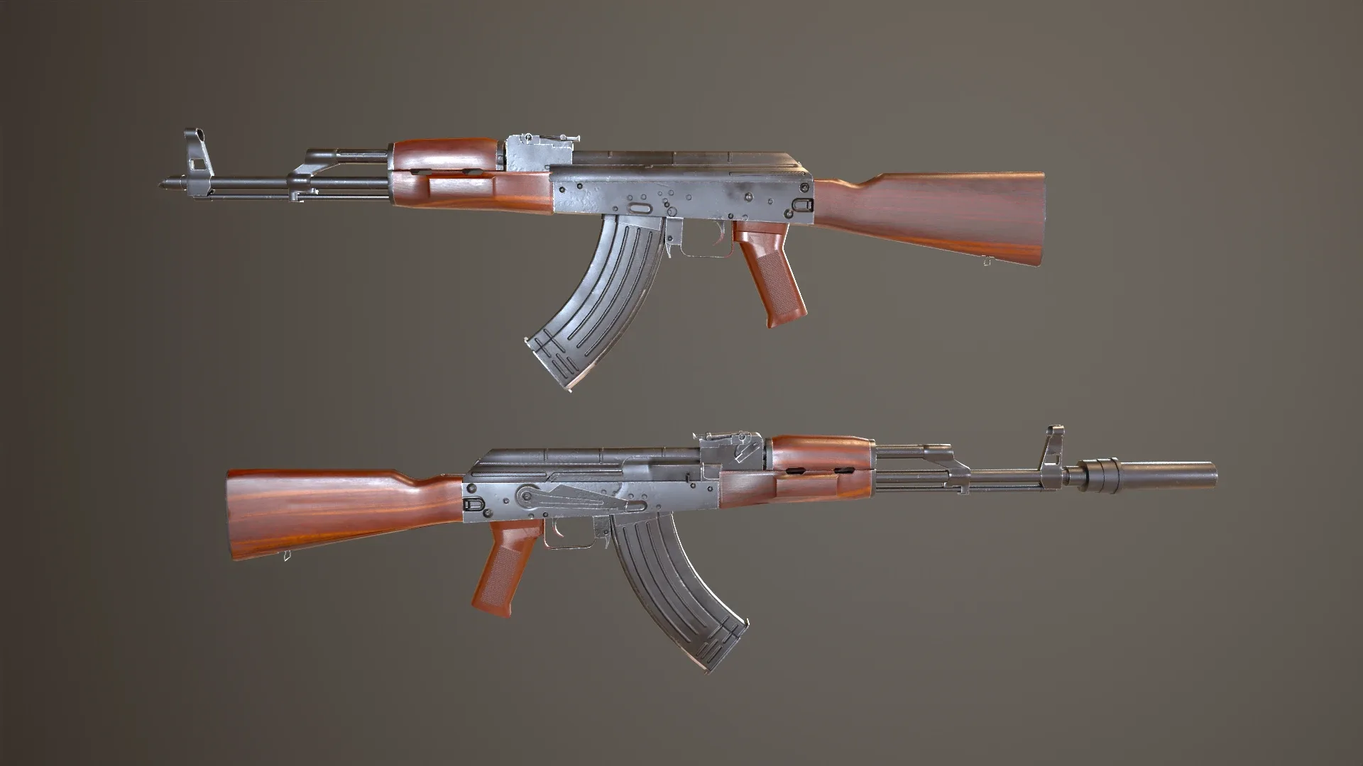 AK74 Russian Game Ready 6 Variations Low-poly 3D model