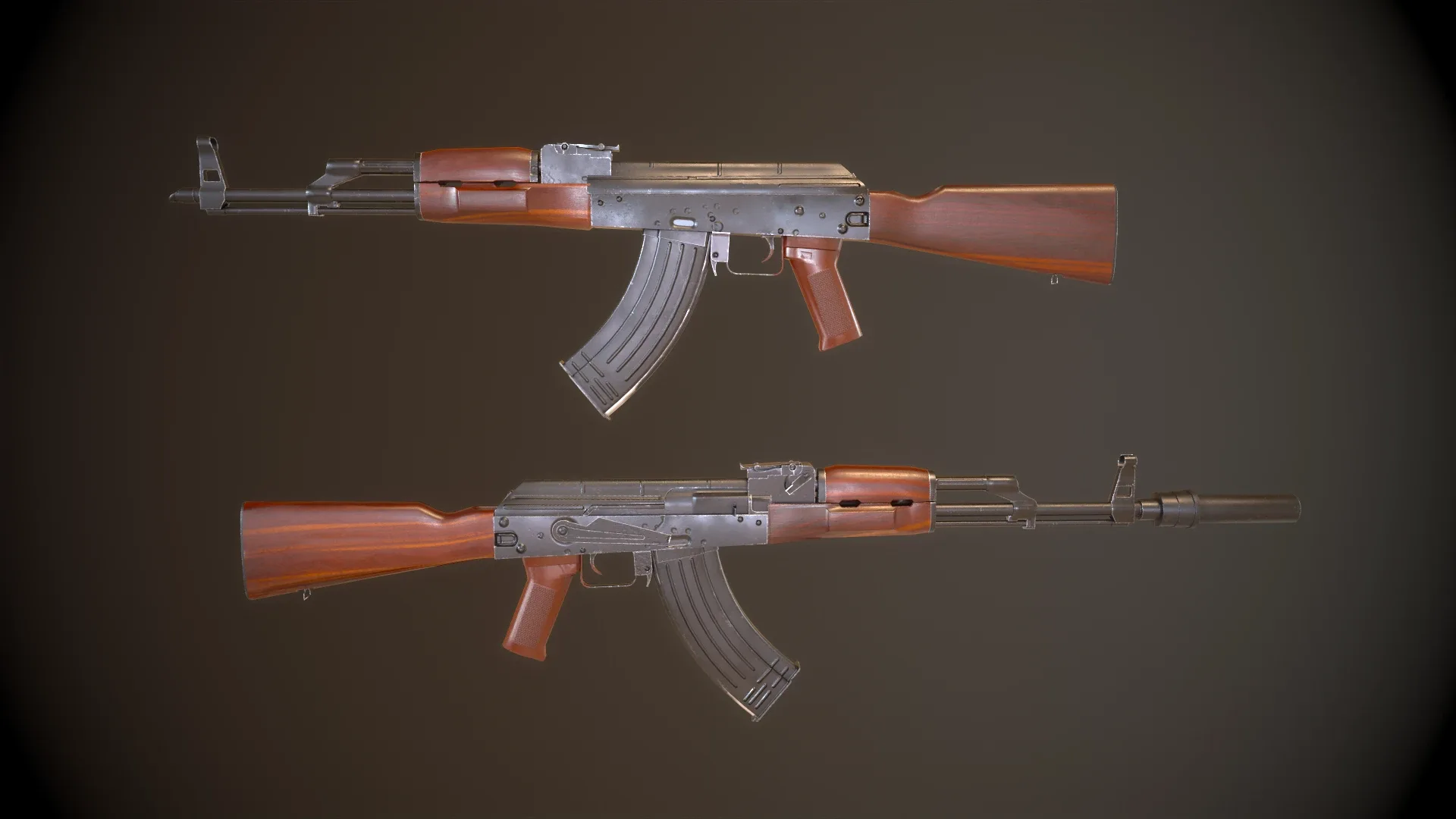 AK74 Russian Game Ready 6 Variations Low-poly 3D model