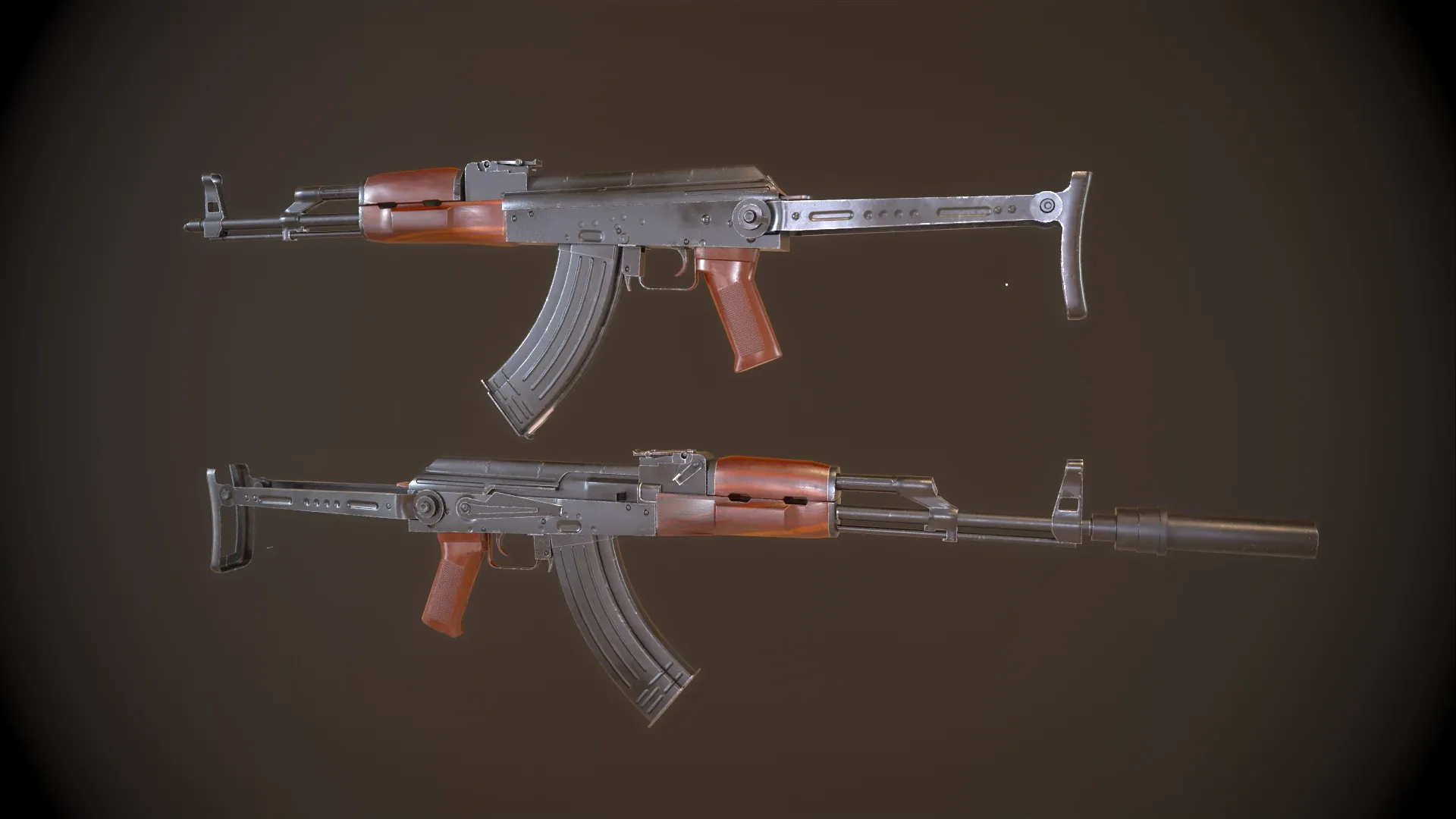 AK74 Russian Game Ready 6 Variations Low-poly 3D model