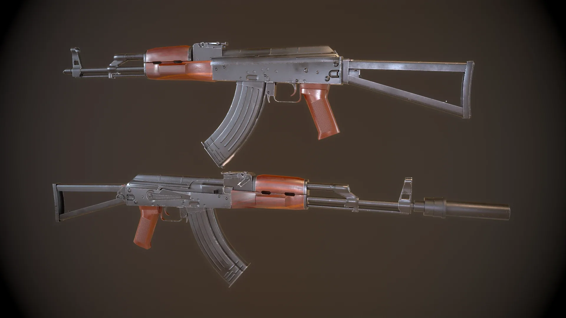 AK74 Russian Game Ready 6 Variations Low-poly 3D model