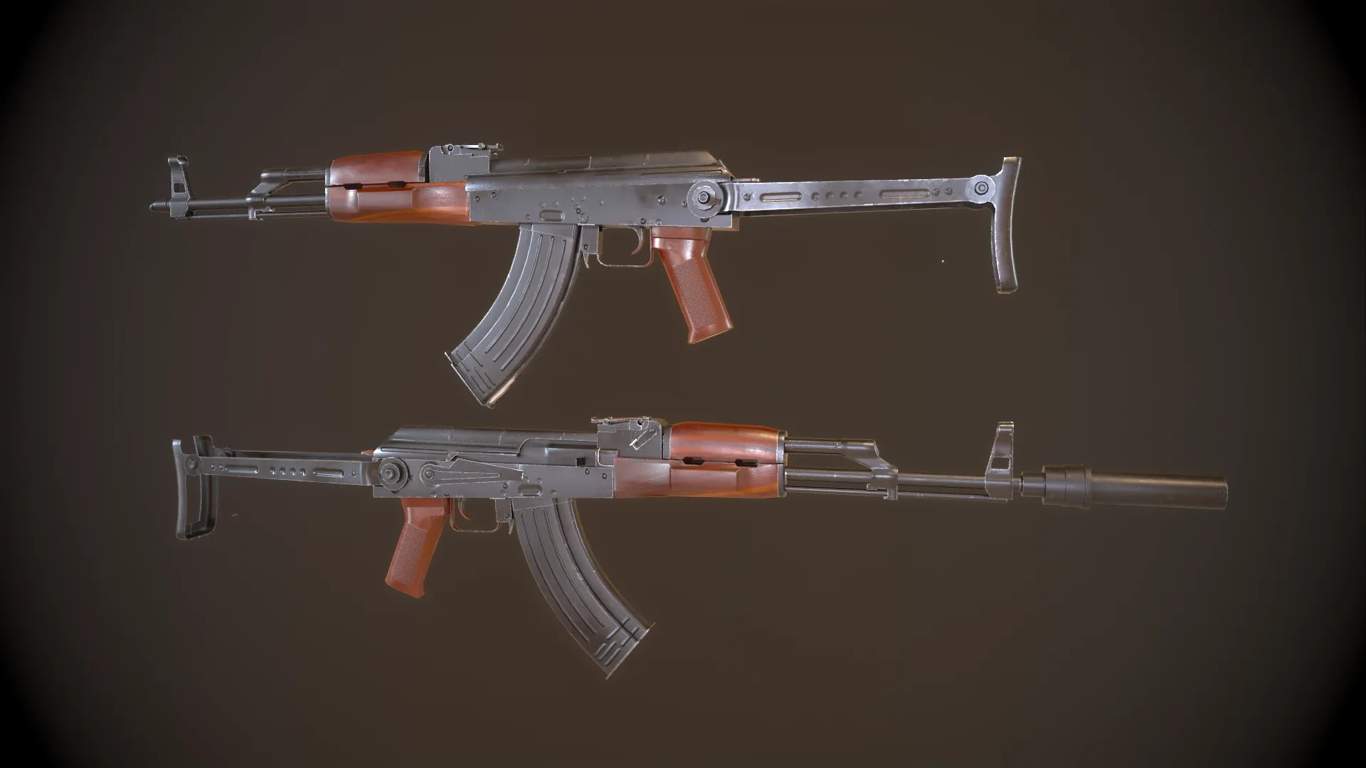AK74 Russian Game Ready 6 Variations Low-poly 3D model