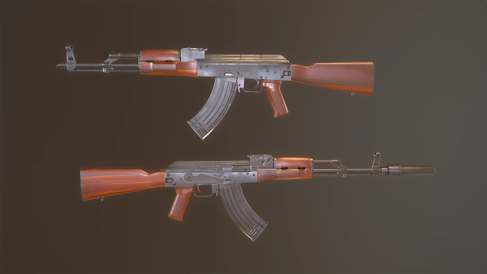 AK74 Russian Game Ready 6 Variations Low-poly 3D model