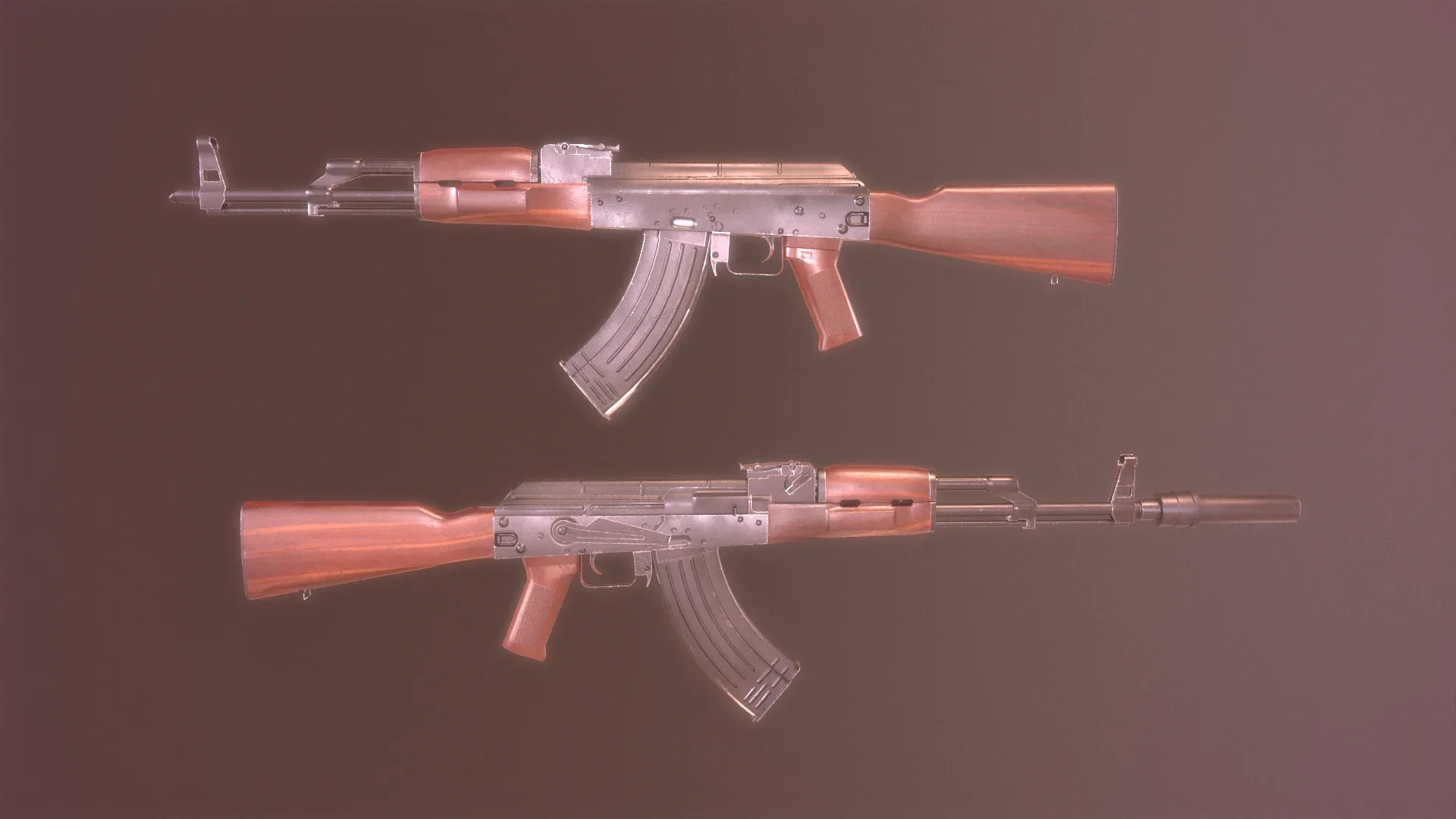 AK74 Russian Game Ready 6 Variations Low-poly 3D model