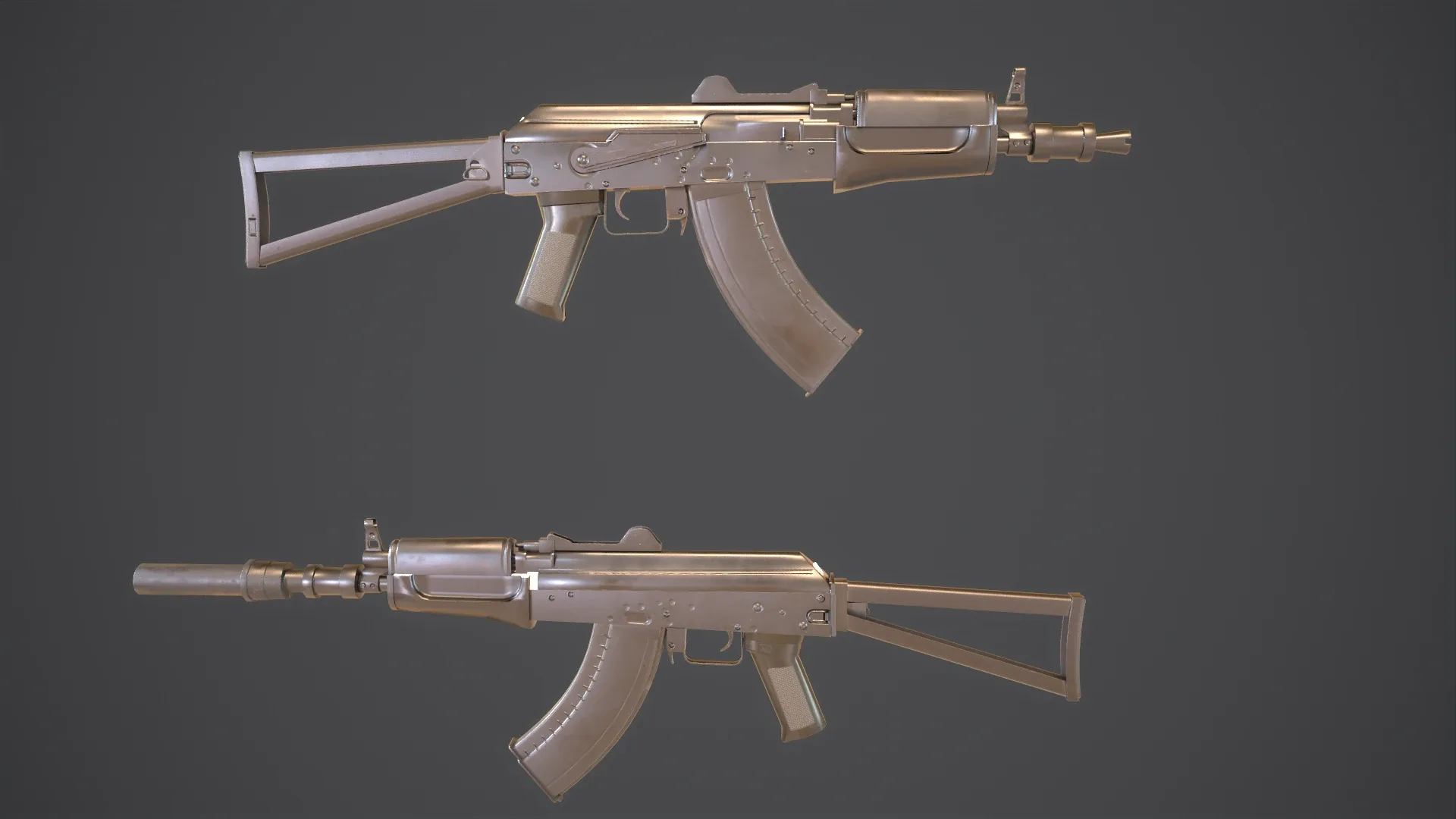 AKS Russian Assault Rifle Game Ready 6 Variations Low-poly 3D model