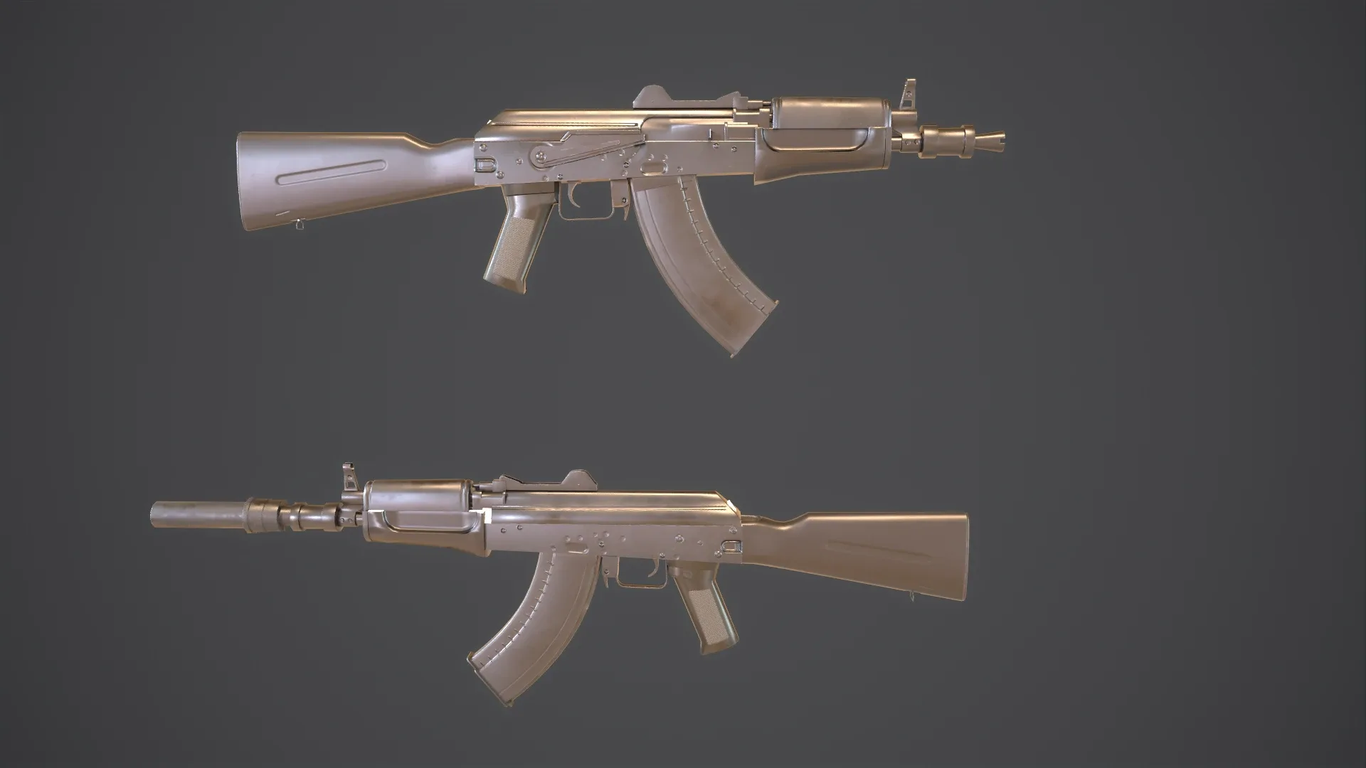 AKS Russian Assault Rifle Game Ready 6 Variations Low-poly 3D model