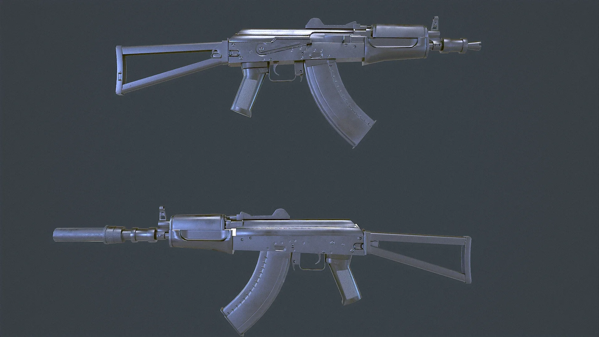 AKS Russian Assault Rifle Game Ready 6 Variations Low-poly 3D model