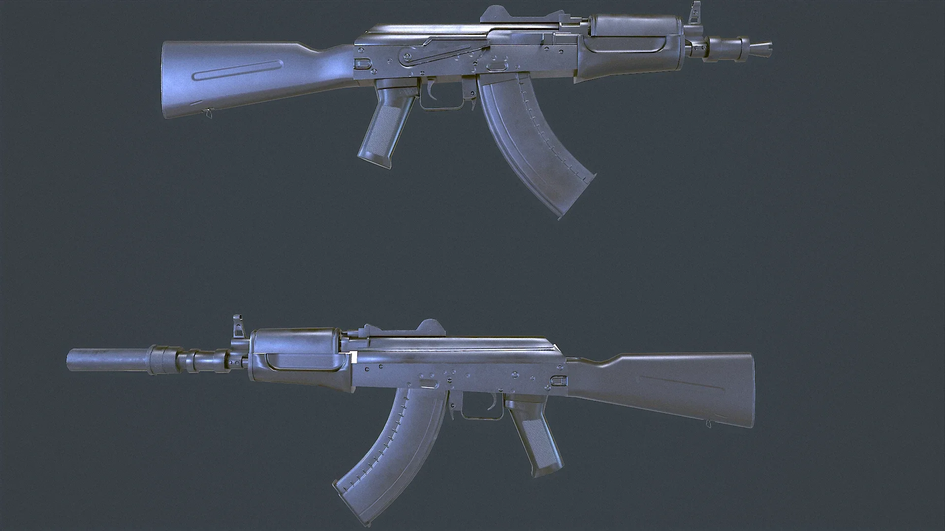 AKS Russian Assault Rifle Game Ready 6 Variations Low-poly 3D model