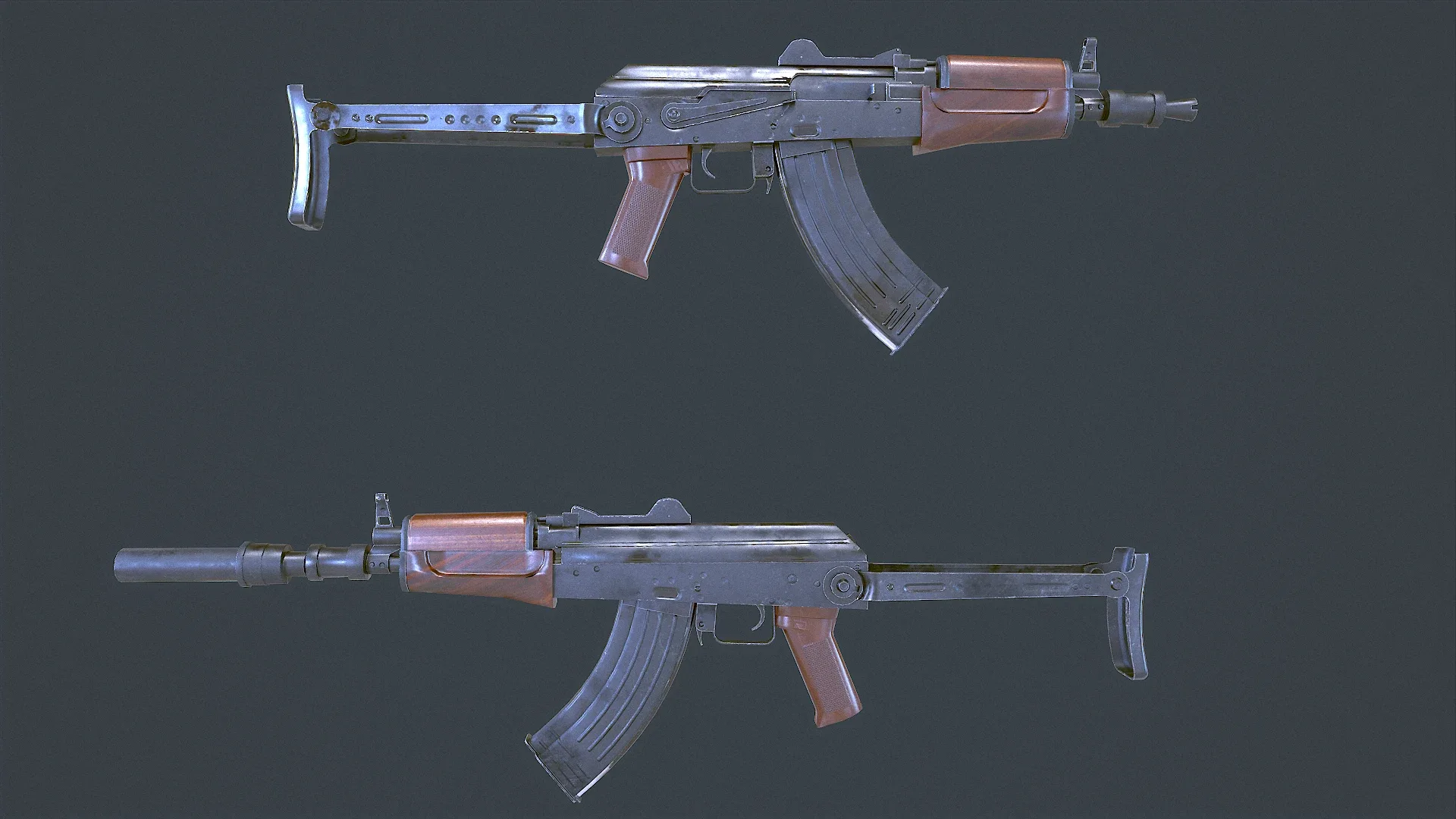 AKS Russian Assault Rifle Game Ready 6 Variations Low-poly 3D model