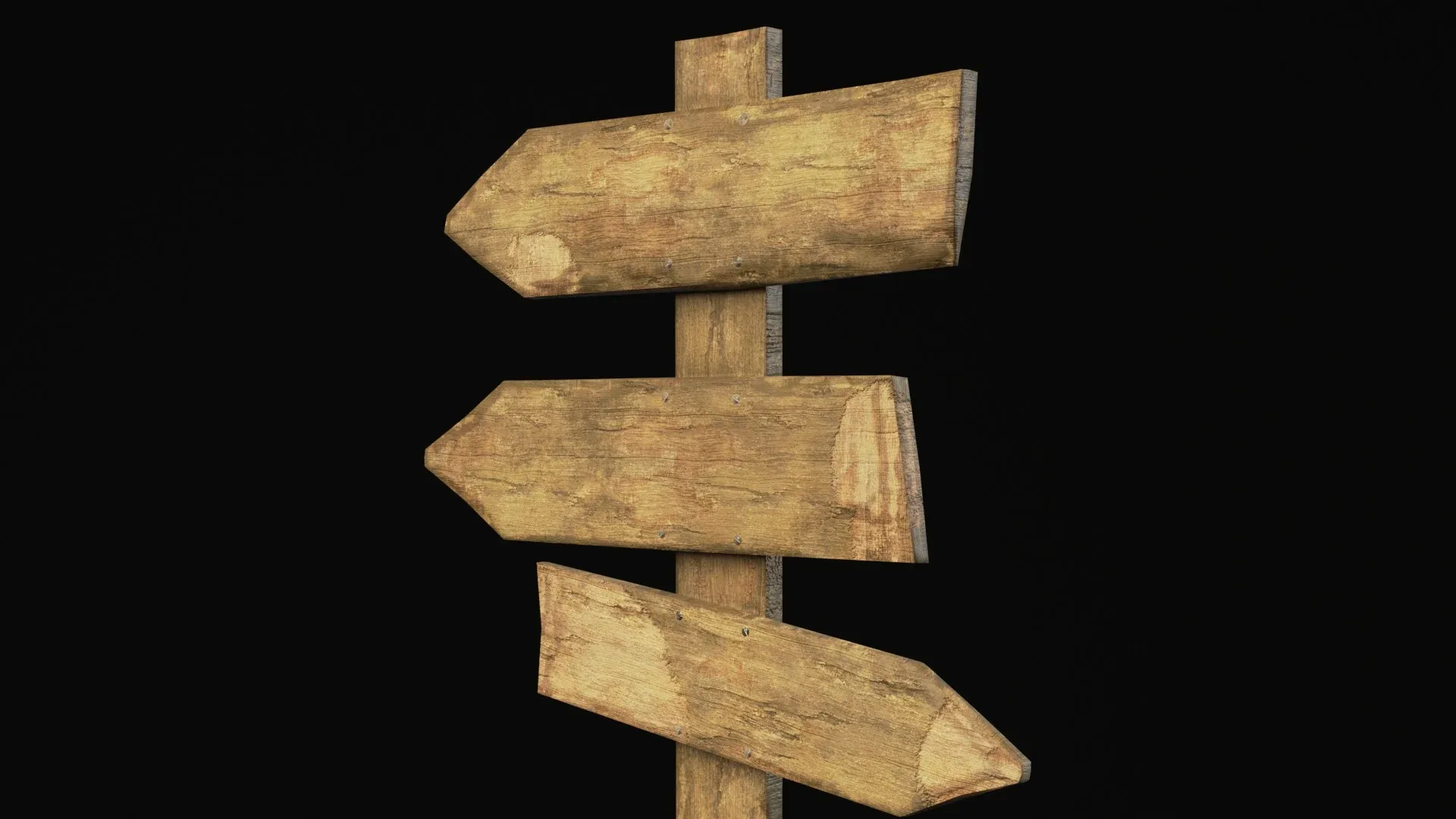 Old Wooden Road Sign Game Ready