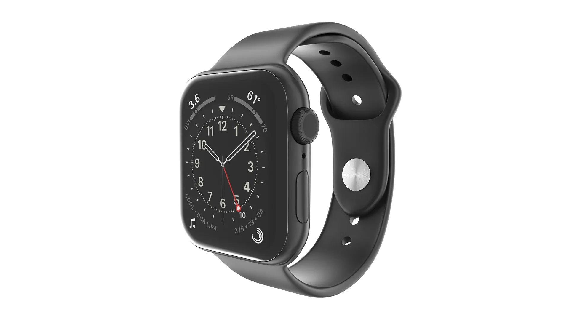 Apple Watch Series 6 44mm Space Gray Aluminum Case with Black Sport Band