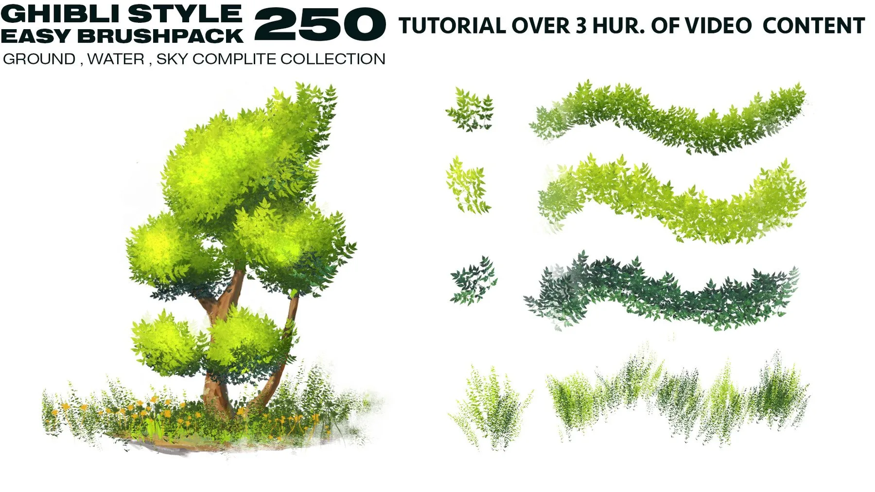 250 -GHIBLI STYLE EASY BRUSH-PACK and how to use it (TUTORIAL) [GROUND, WATER , SKY] -BUNDLE-