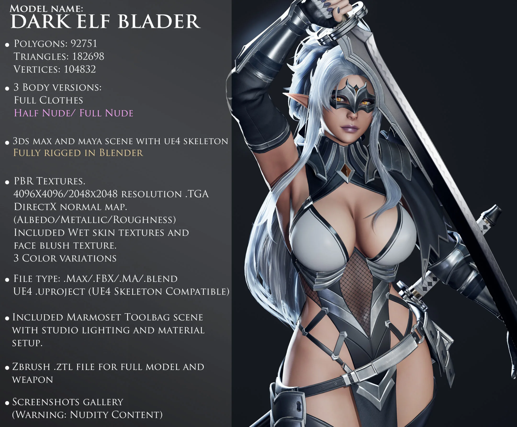 Dark Elf Blader - Game Ready