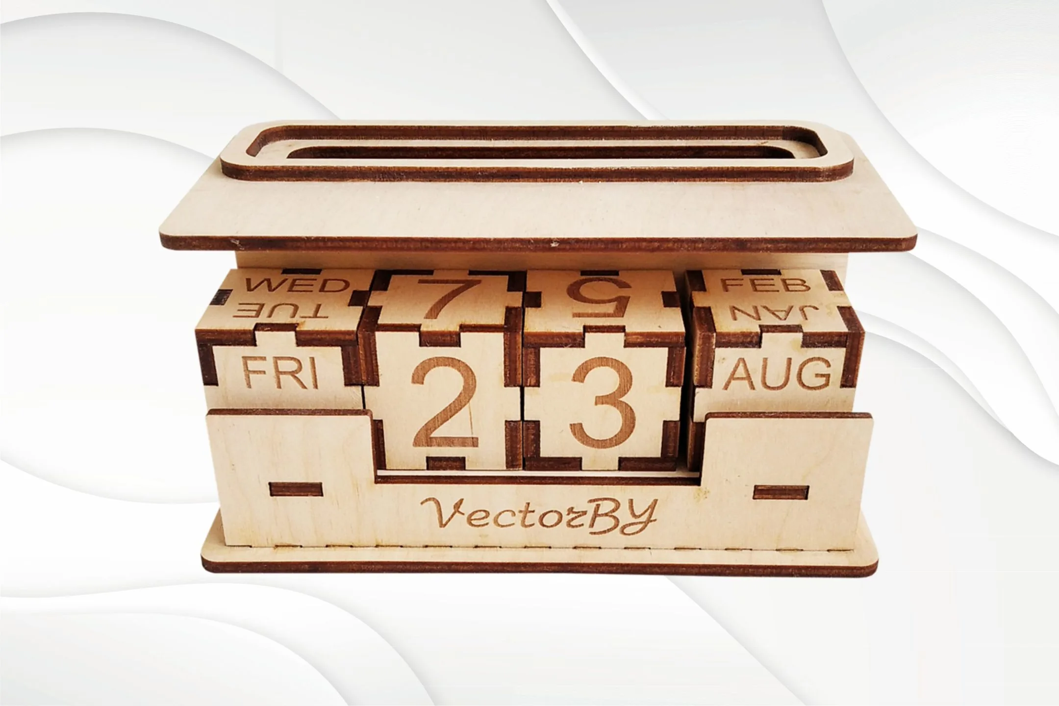 Calendar cube svg dxf template for laser cutting. Stand for phone, perpetual calendar laser cut design.