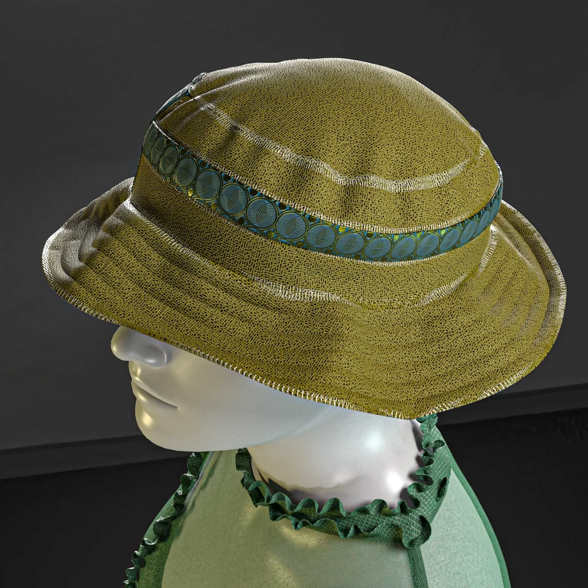 Second-skin top with a bucket hat (Marvelous Designer & Clo3d & FBX & OBJ & Texture)