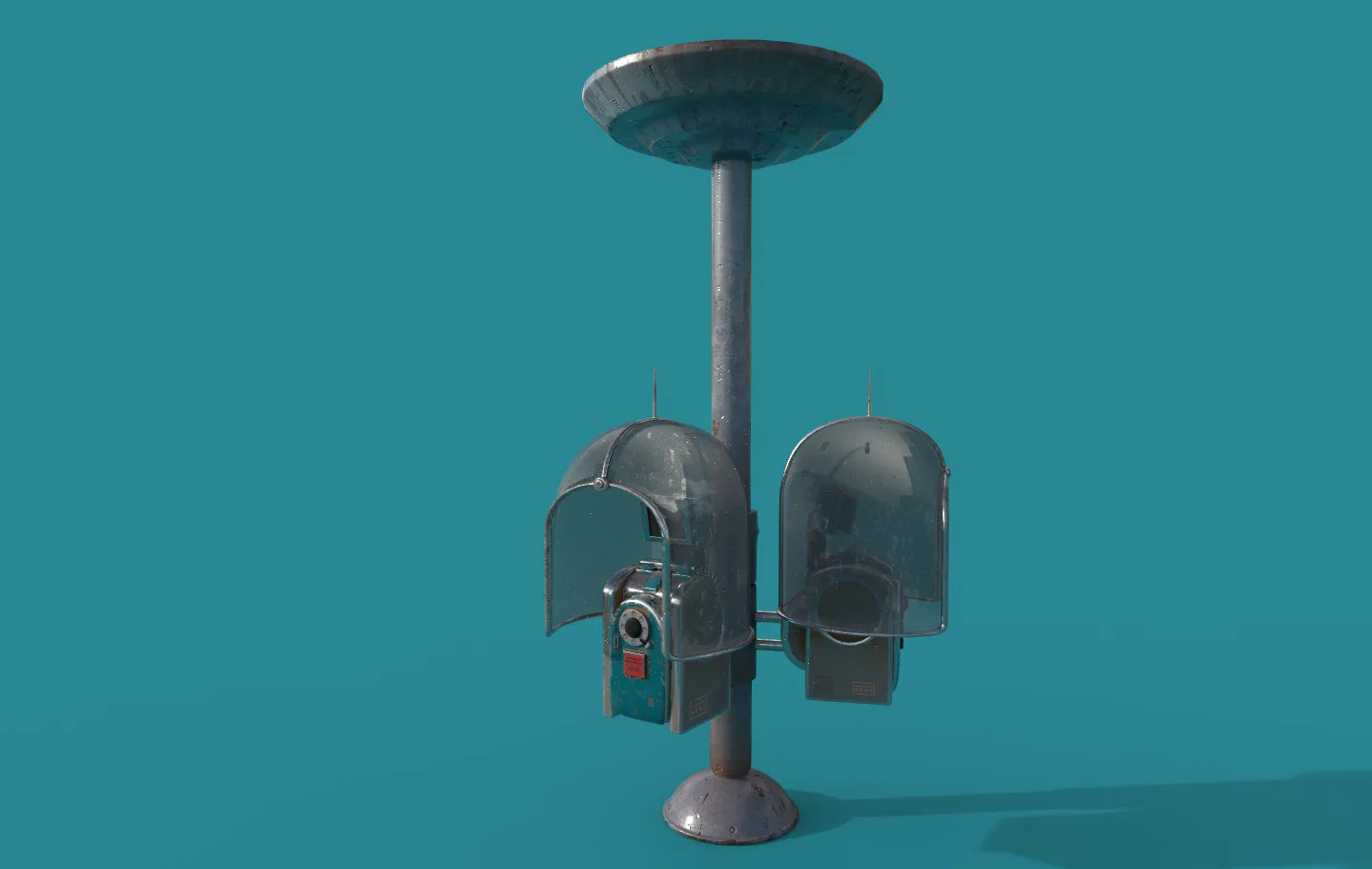 Twin Phone Station old game ready street assets low poly and high poly