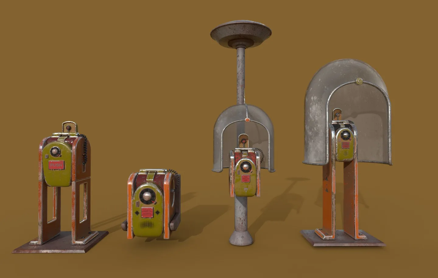 Phone Station series old game ready street assets low poly and high poly