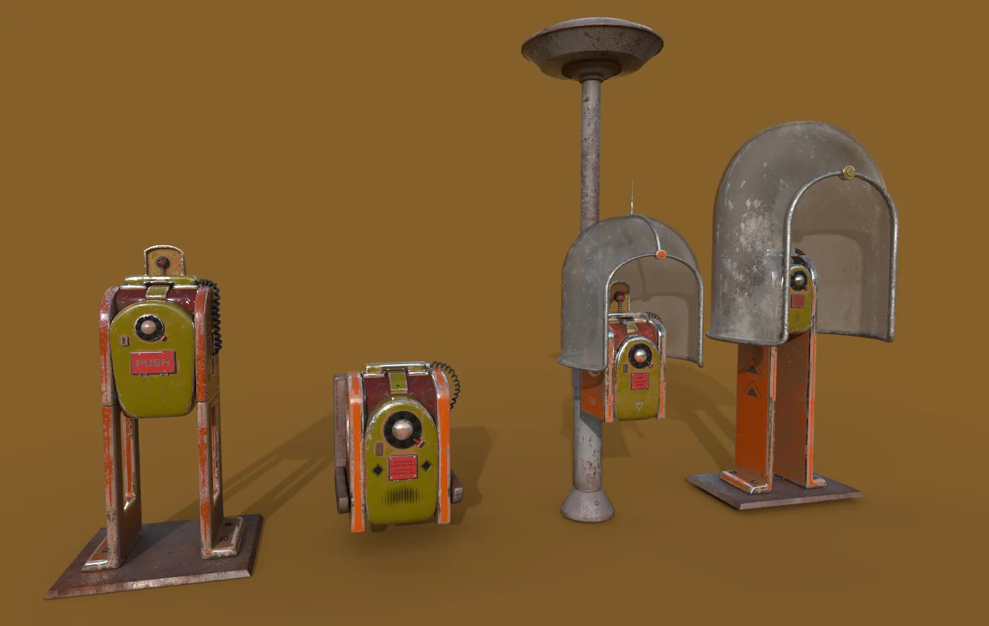 Phone Station series old game ready street assets low poly and high poly