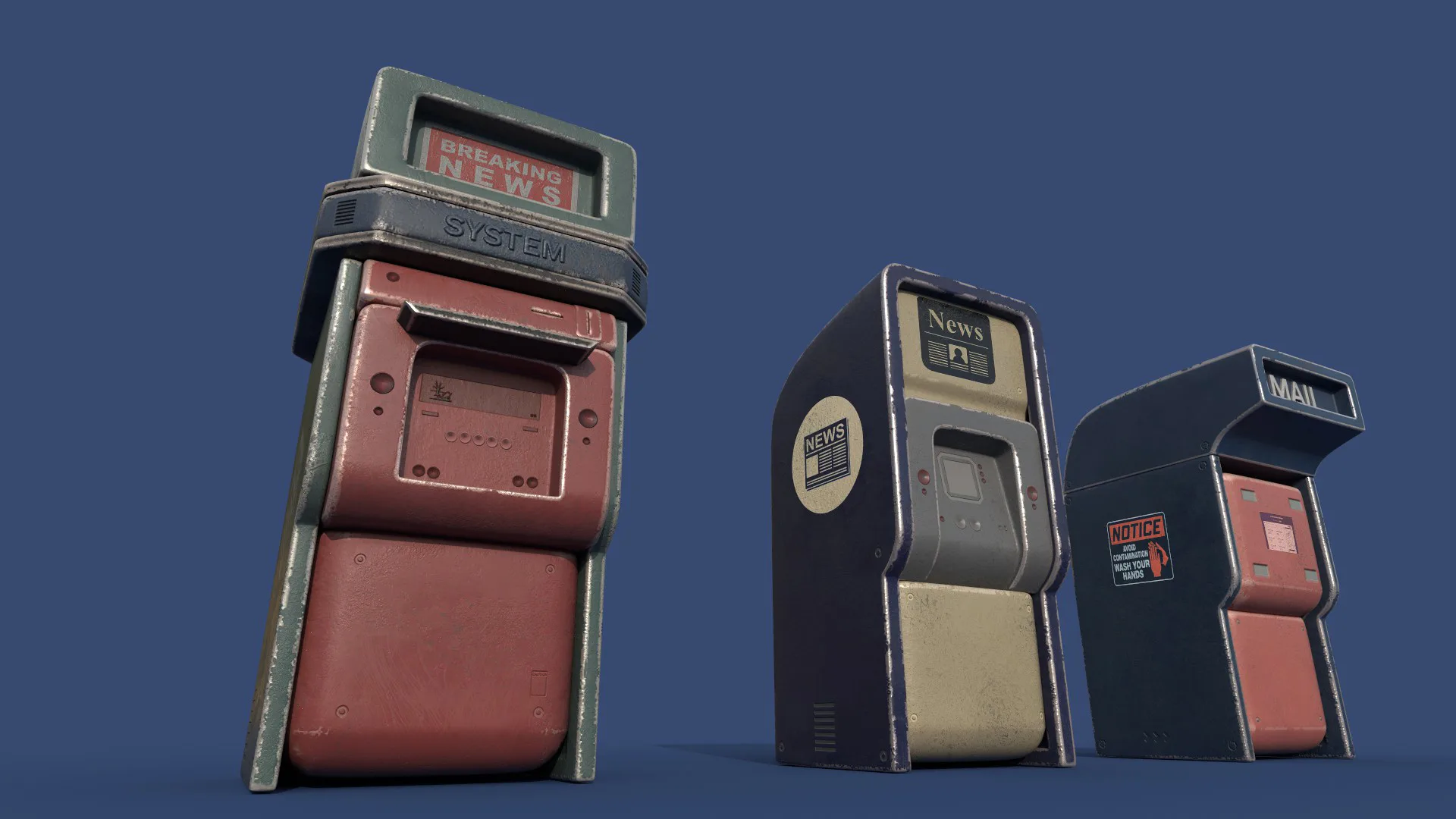 news stand series old game ready street assets low poly and high poly