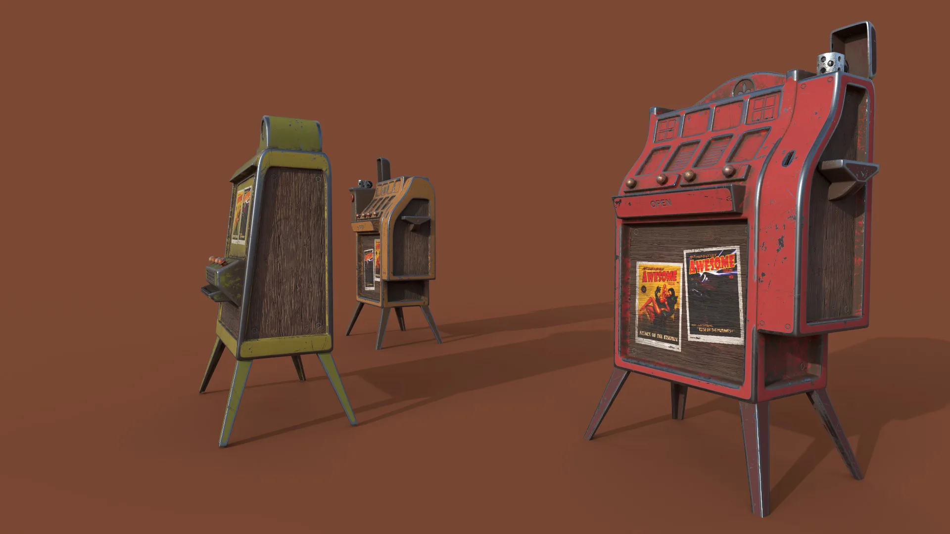 Street Cigarette Stand series old game ready street assets low poly and high poly