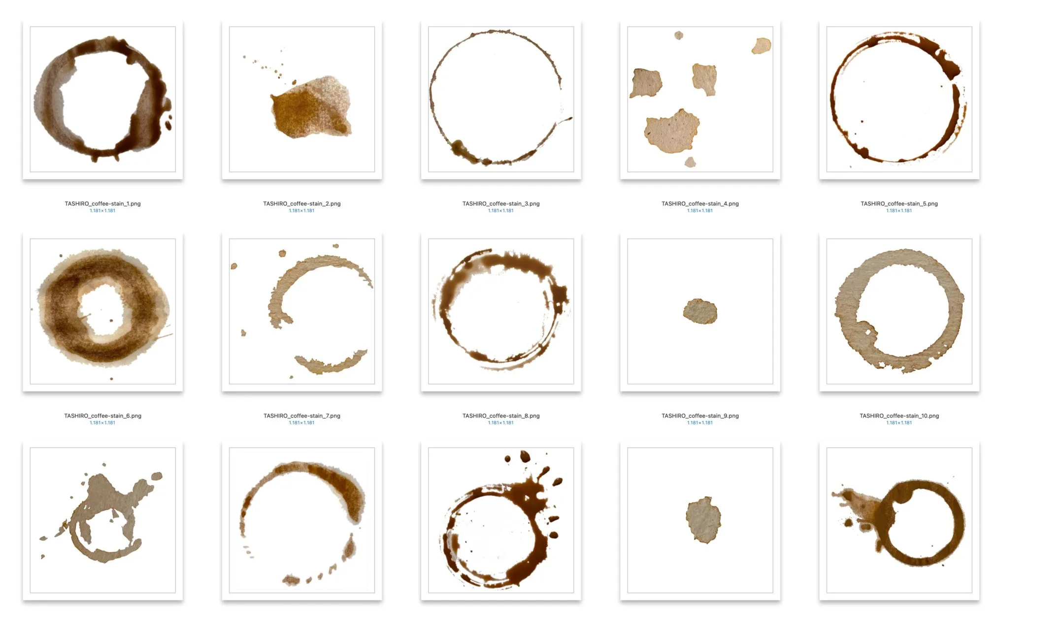 30 CUT-OUT COFFEE STAINS