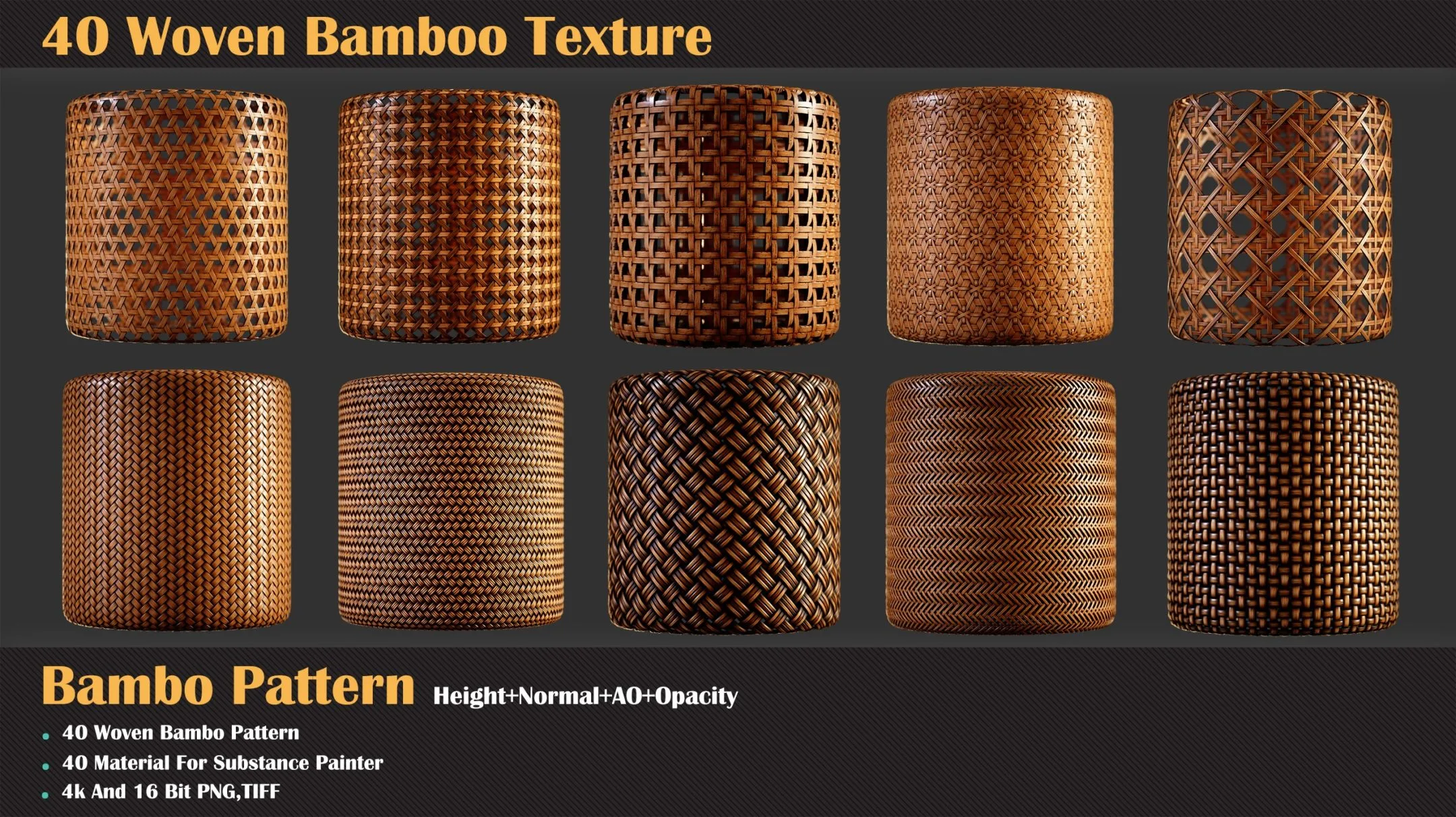 40 Woven Bamboo Texture