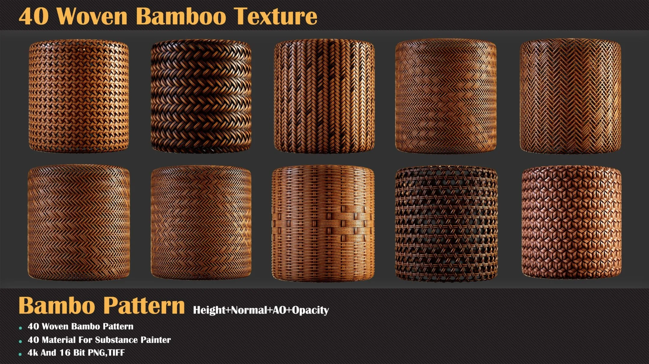 40 Woven Bamboo Texture