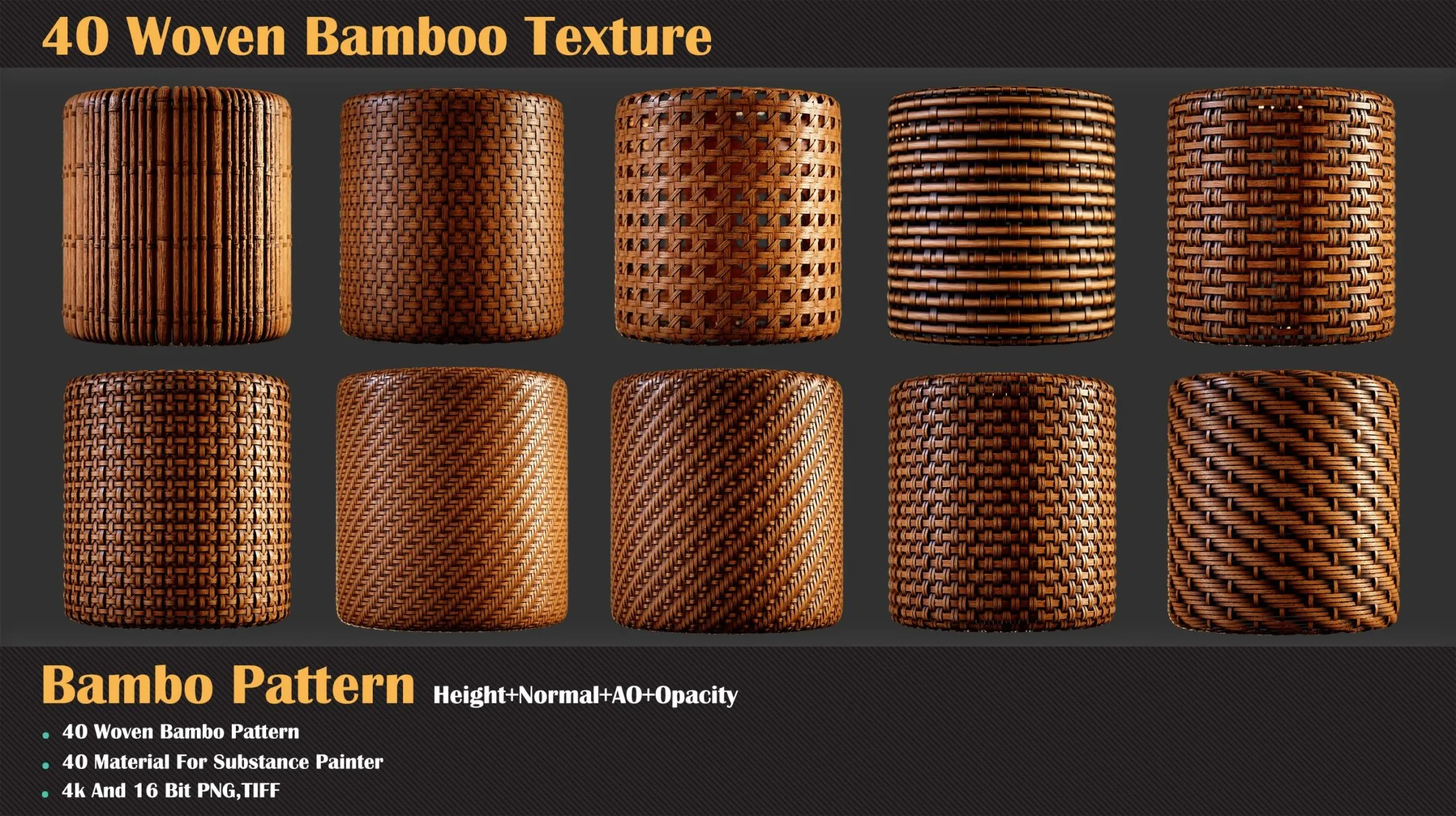 40 Woven Bamboo Texture