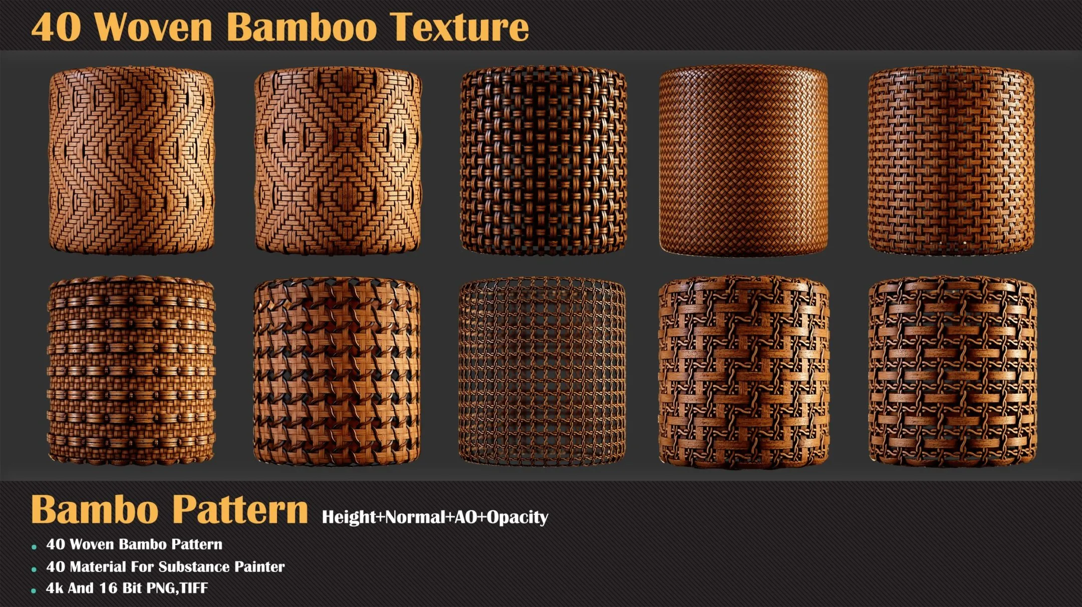 40 Woven Bamboo Texture