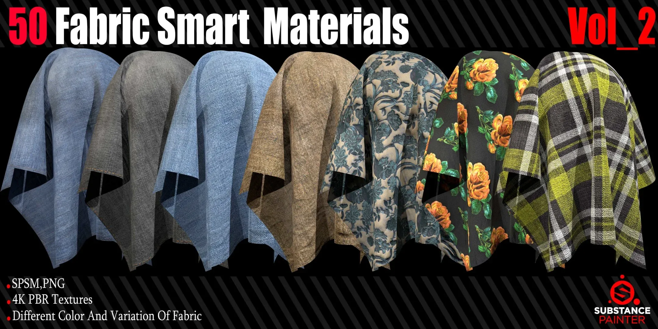 50 Fabric Smart Material + 4K PBR Texture Vol_2