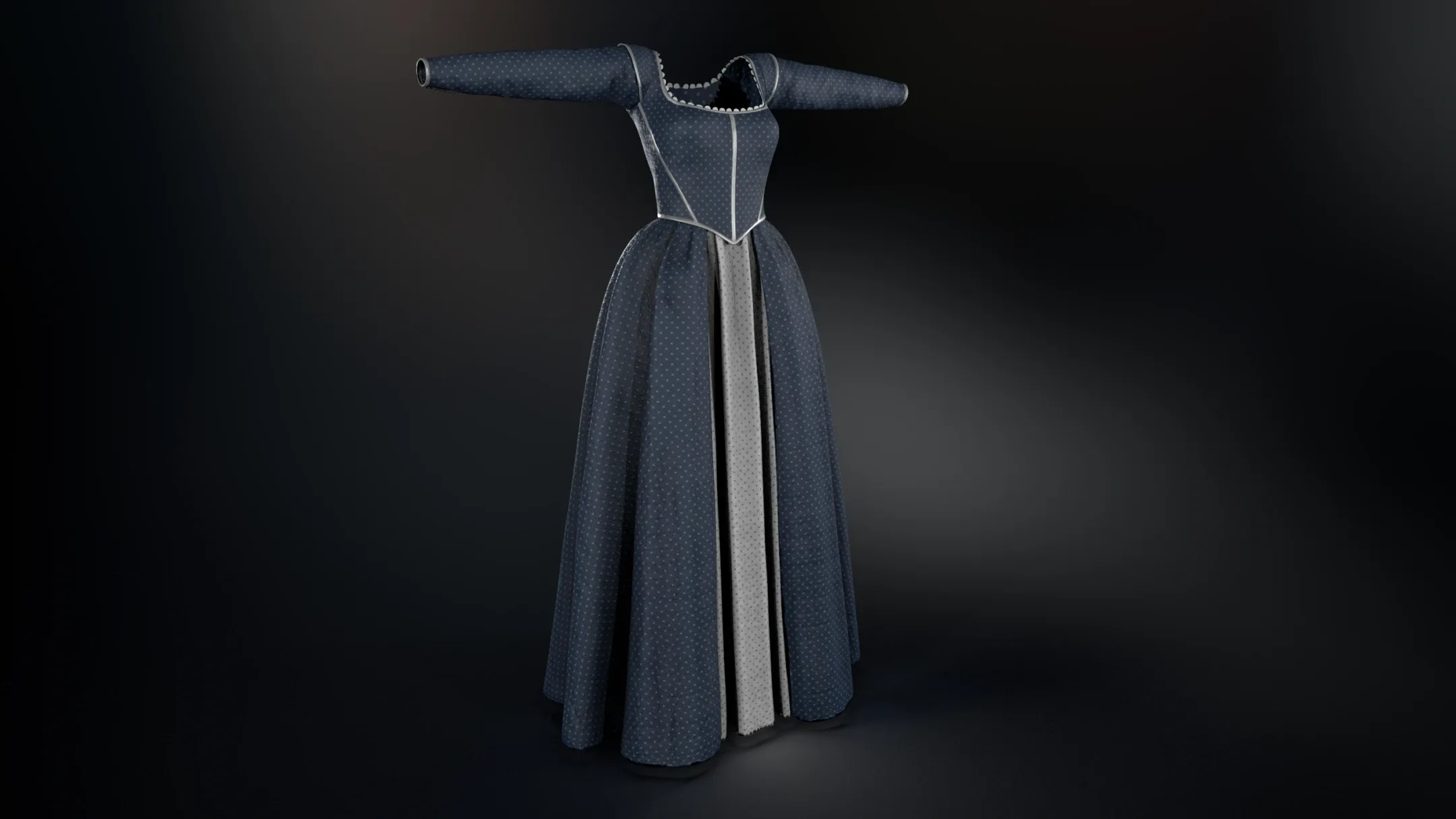 Medieval Dress Style 4 Blue