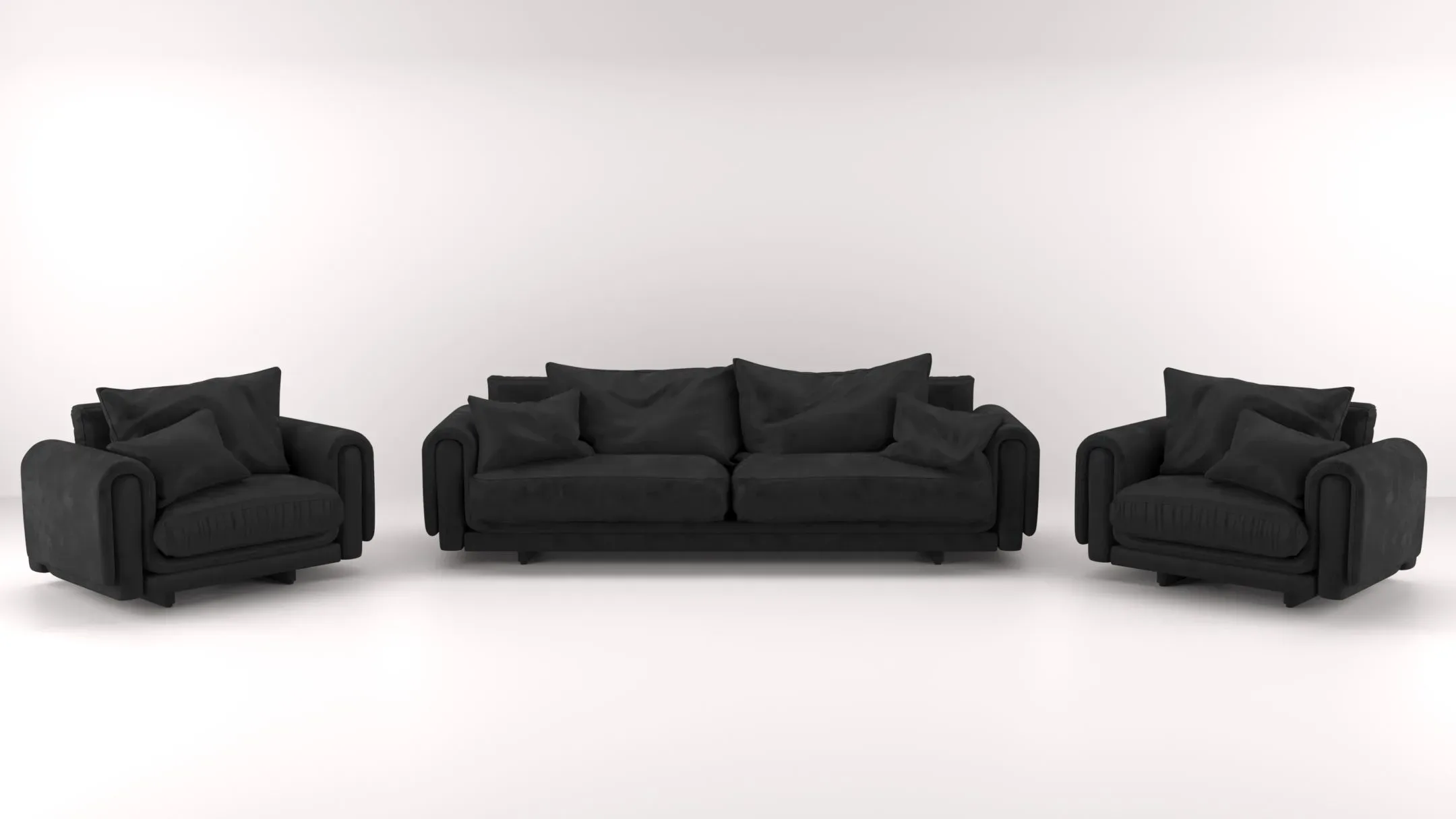 Black Leather Sofa and Armchair